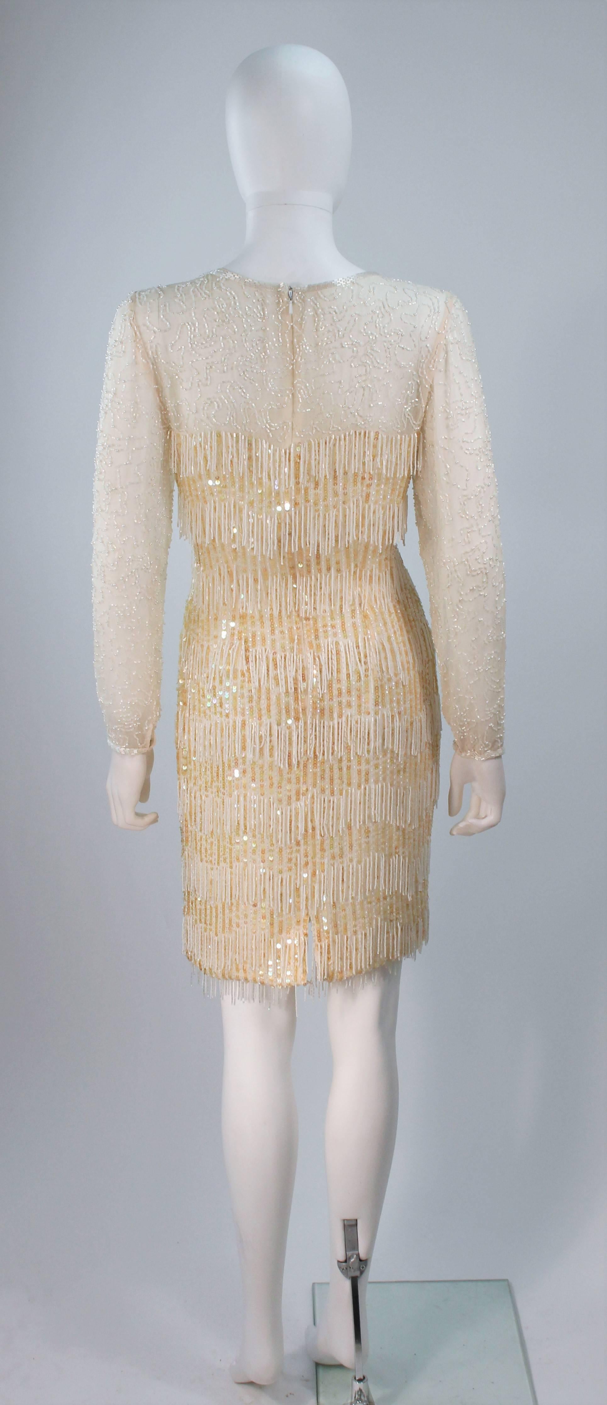 Custom Vintage Off White Cream Iridescent Cocktail Dress Size 2-4 For Sale 2