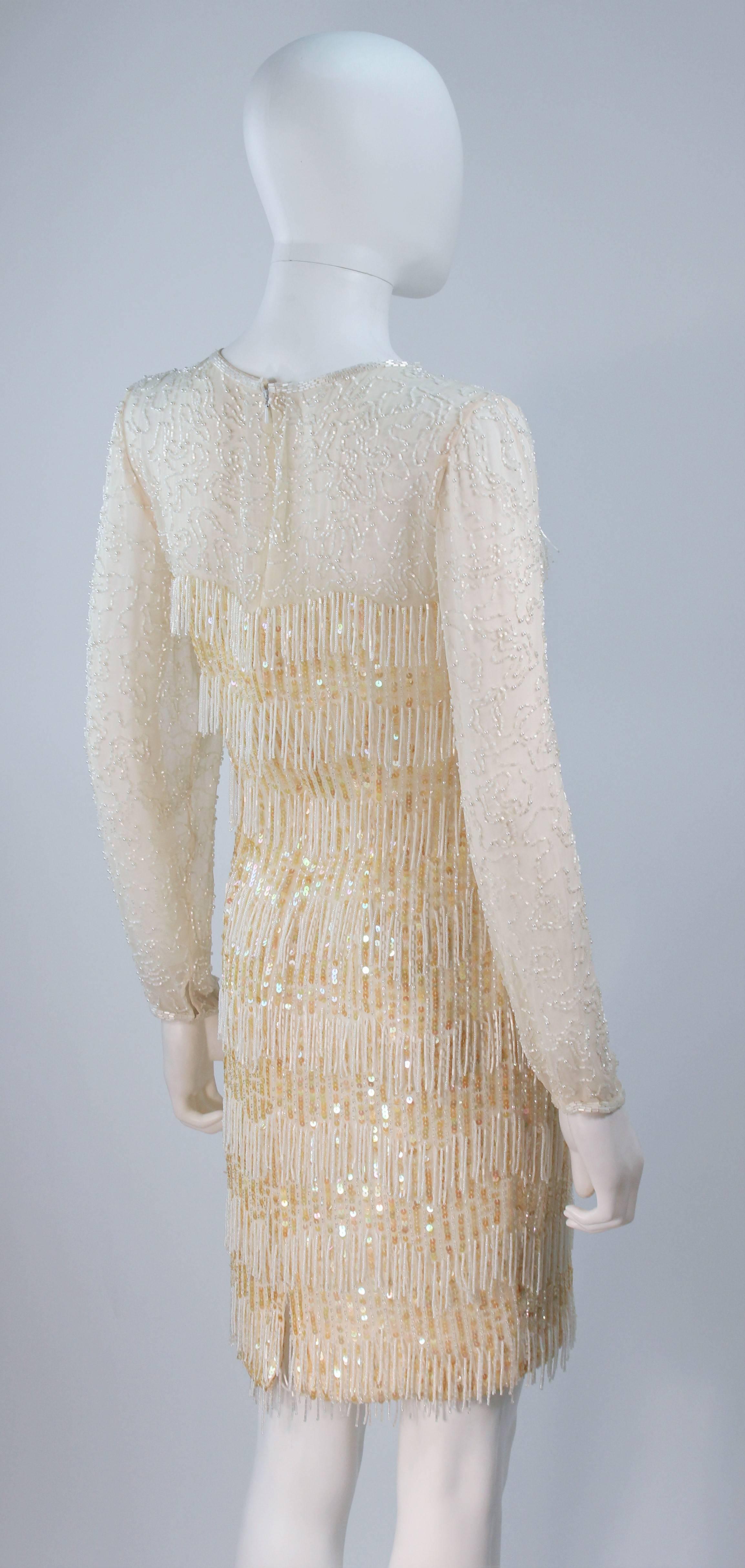 Custom Vintage Off White Cream Iridescent Cocktail Dress Size 2-4 For Sale 1