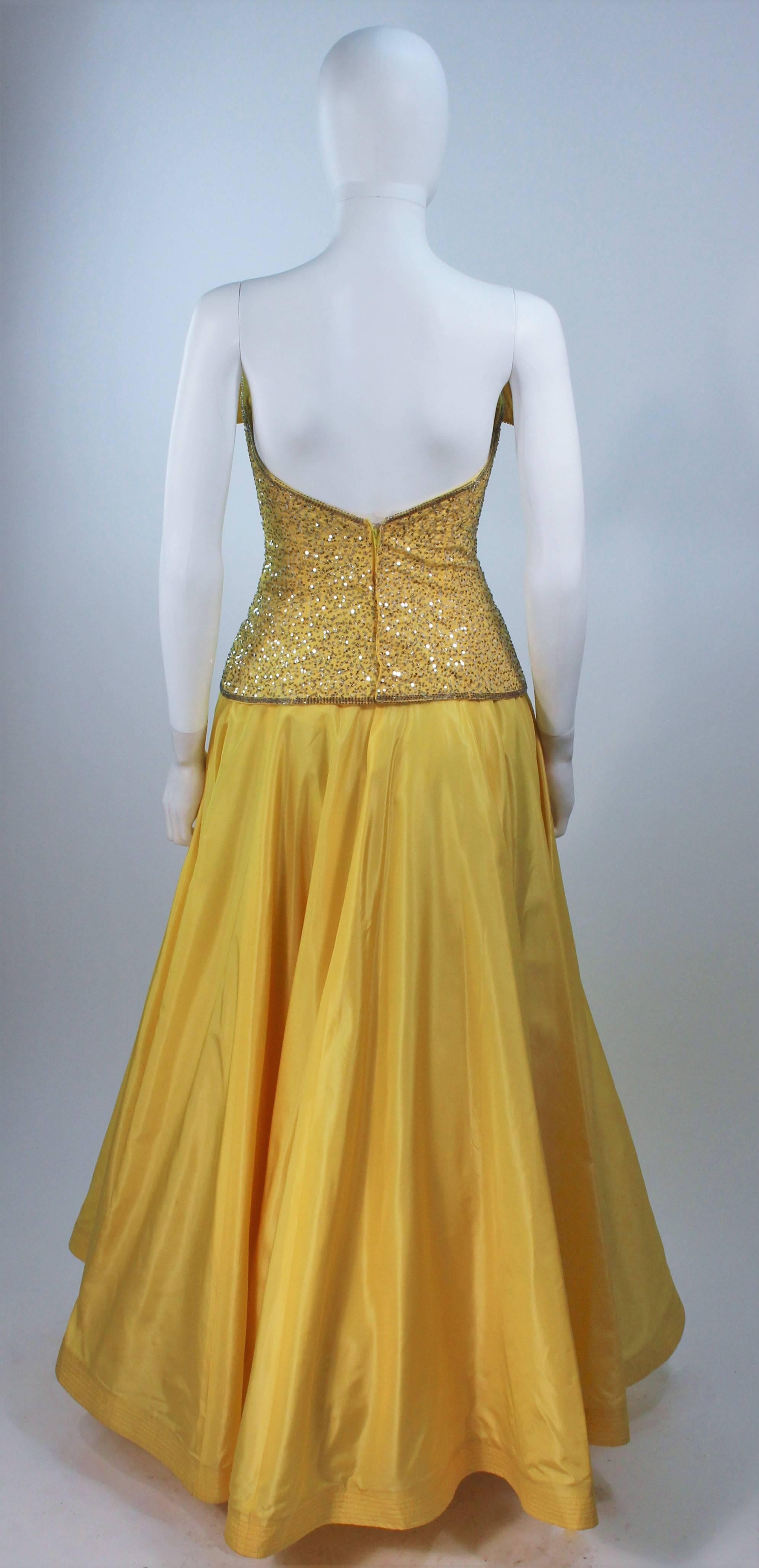 MURRAY ARBEID Yellow Embellished Full Length Strapless Gown Size 2-4 For Sale 1