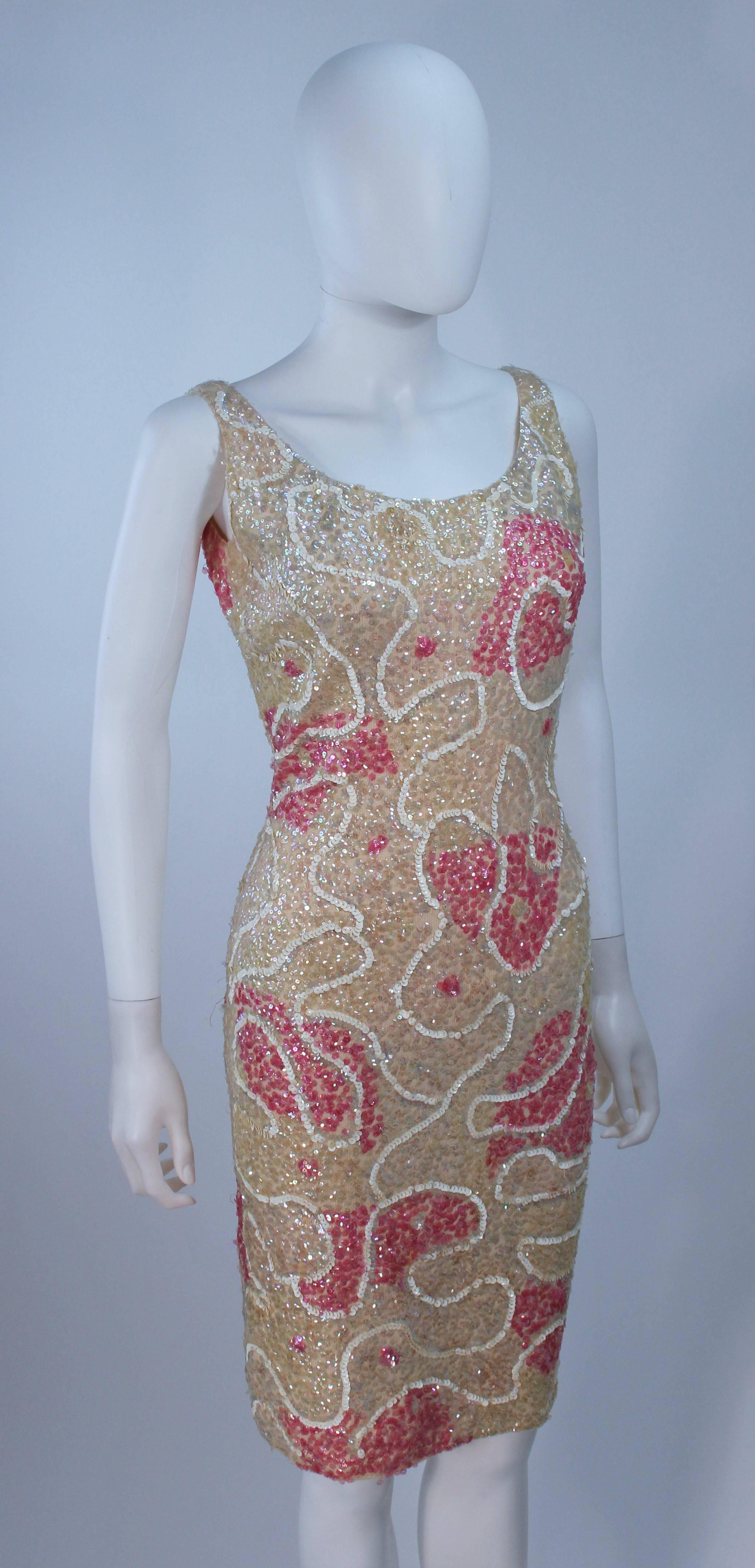 Brown GENE SHELLY'S BOUTIQUE INTERNATIONAL Stretch Sequined Cocktail Dress Size 6-8 For Sale