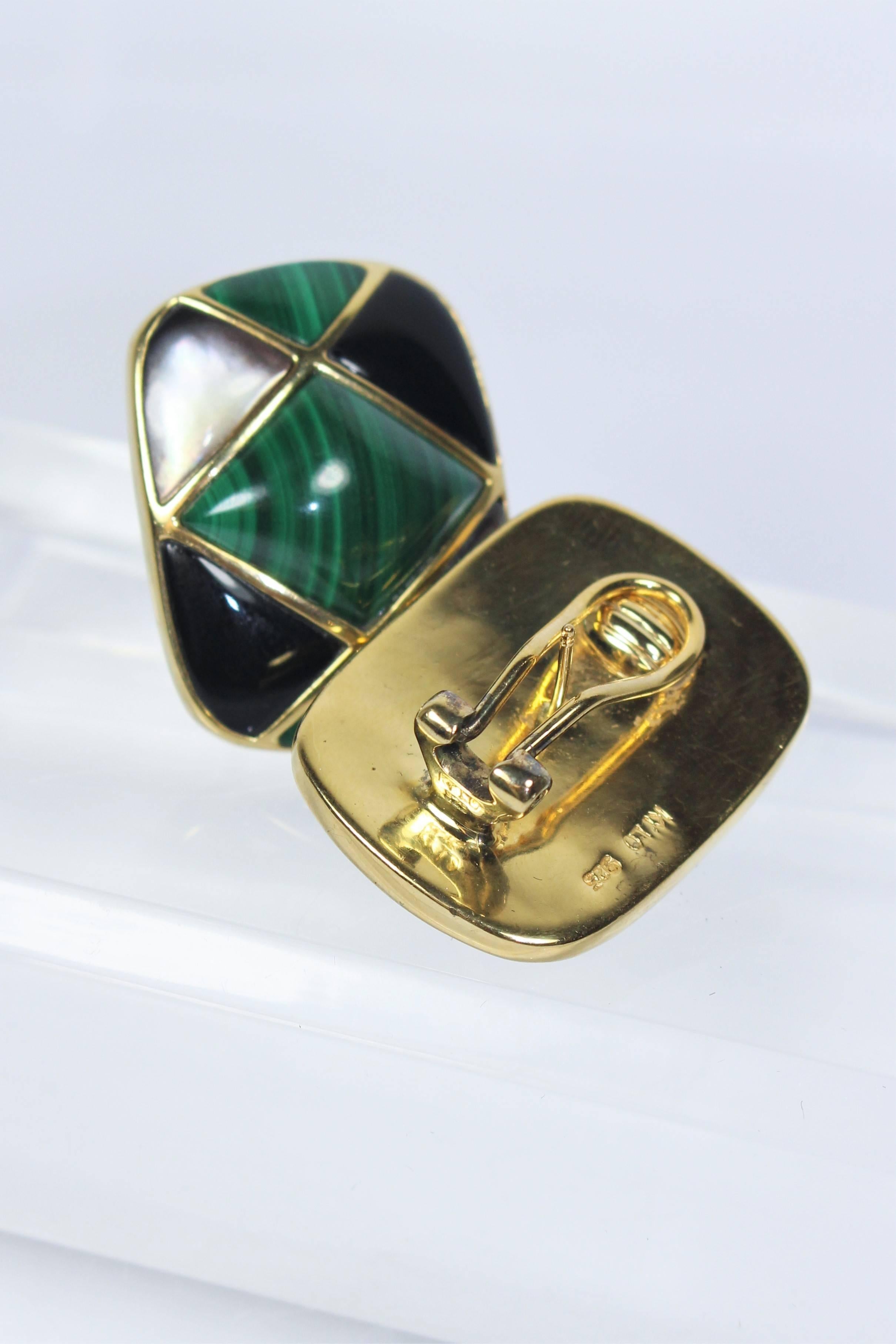 Women's KAI YIN LO Gold Plated Sterling Silver Malachite with Mother of Pearl and Onyx