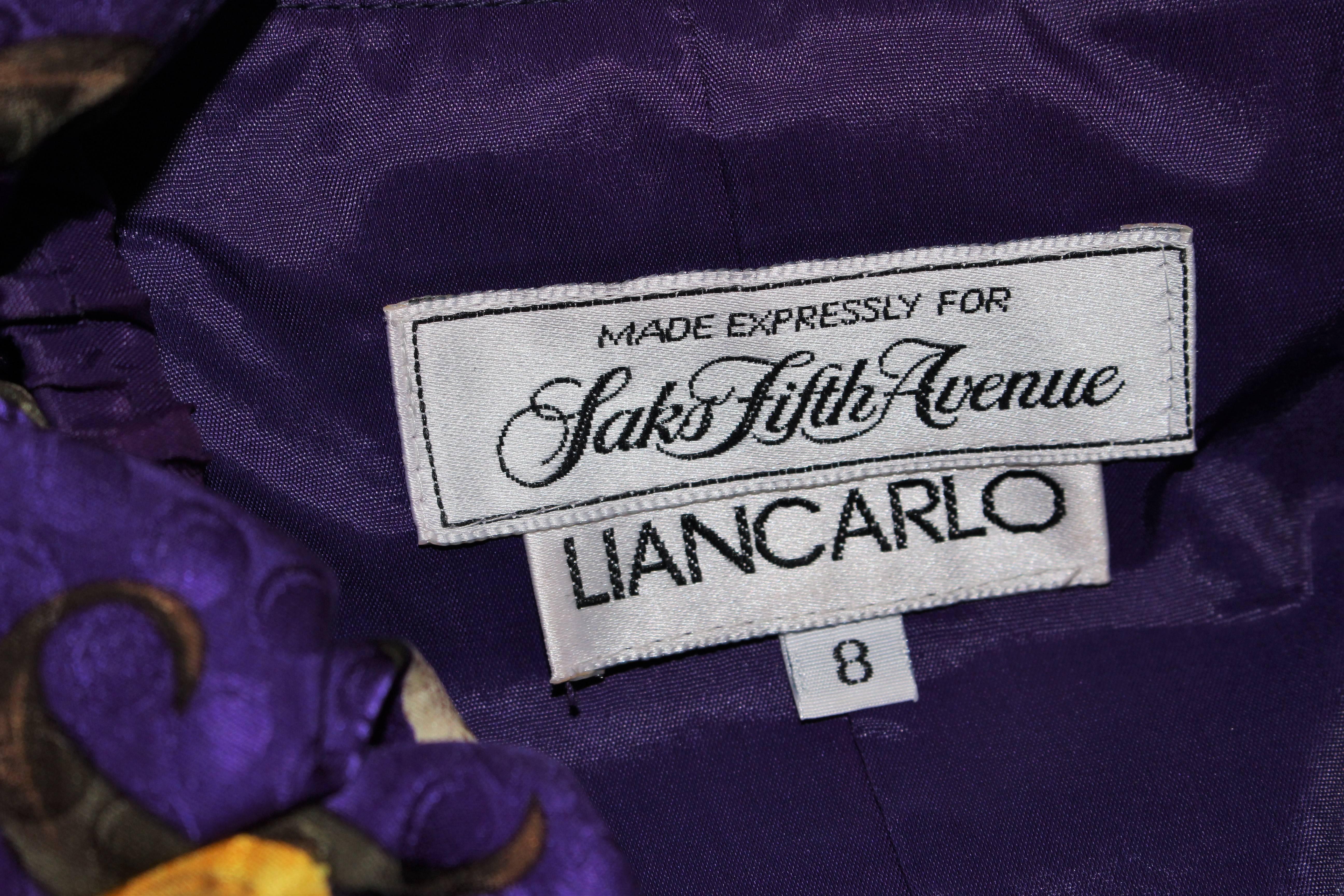 LIAN CARLO Silk Purple Cocktail Dress with Ruffled Sleeves Size 2-4 For Sale 6