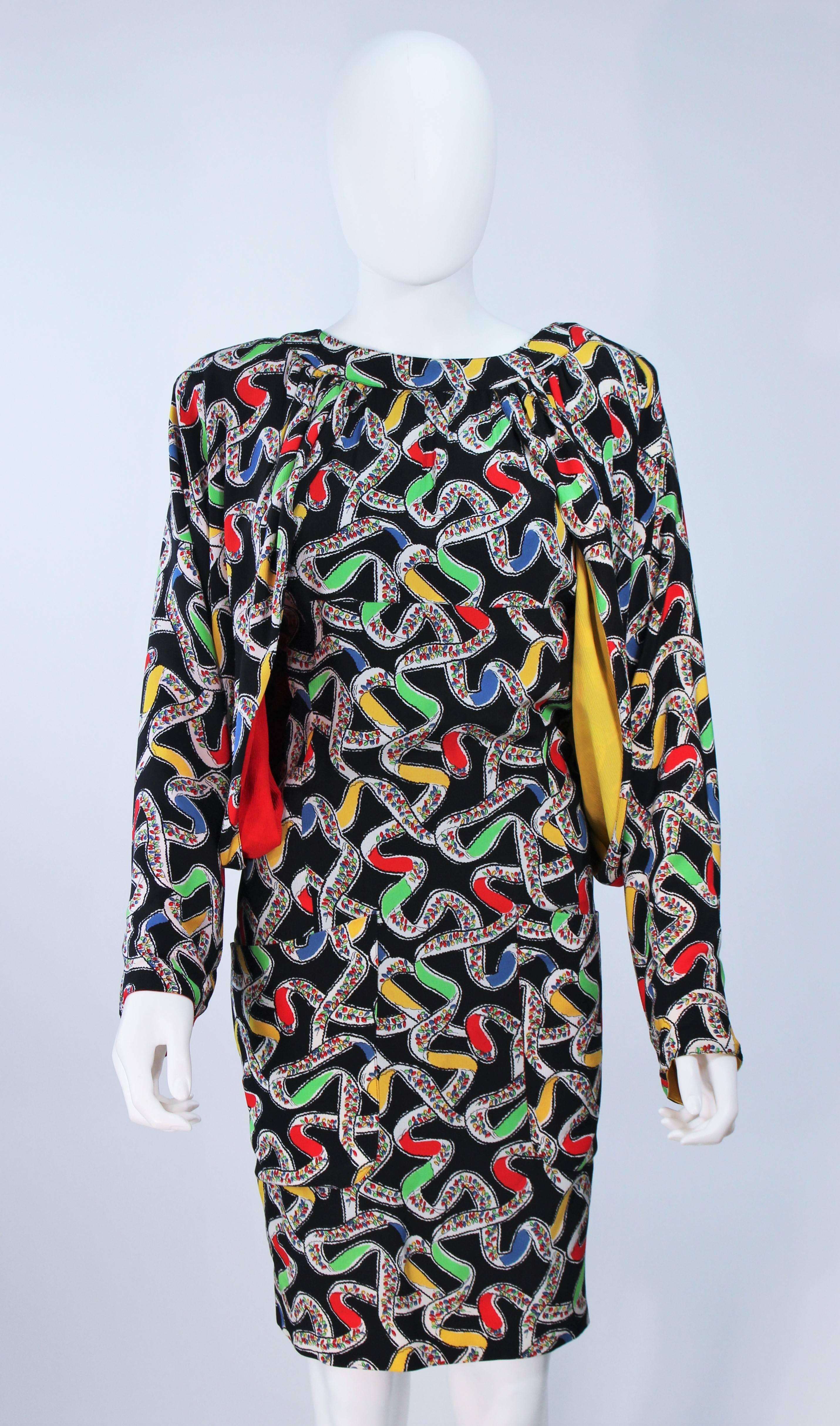 KARL LAGERFELD Attributed Draped Black Silk Abstract Dress Size 6-8 In Excellent Condition For Sale In Los Angeles, CA