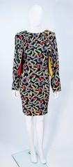 KARL LAGERFELD Attributed Draped Black Silk Abstract Dress Size 6-8