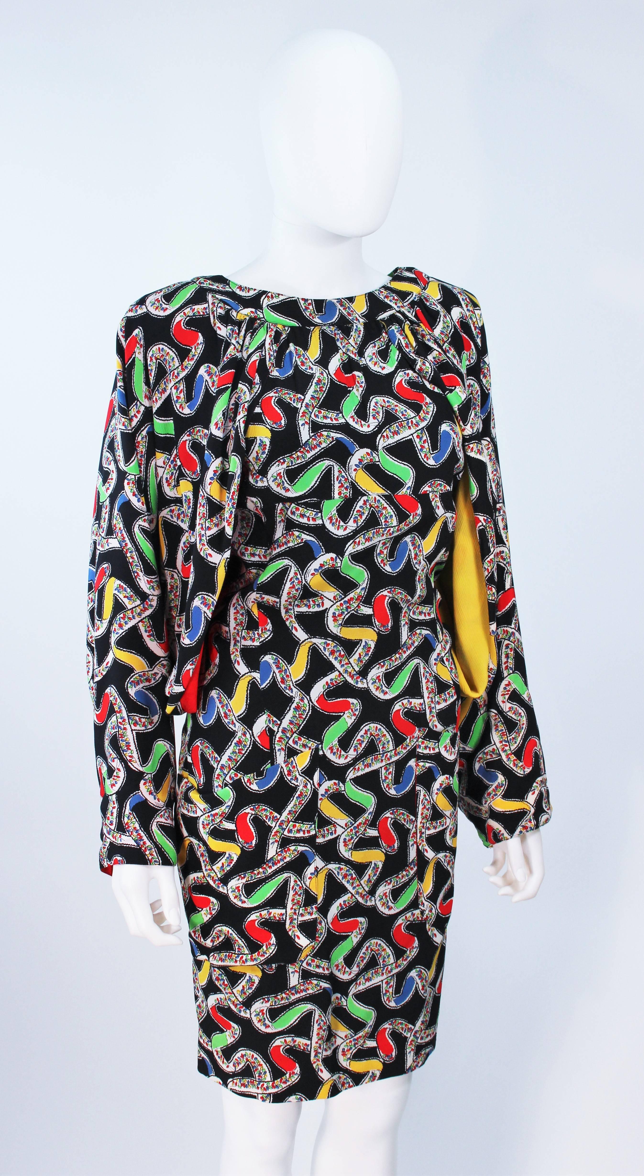 KARL LAGERFELD - Robe drapée en soie noire abstraite attribuée à Karl Lagerfeld, taille 6-8 en vente 1