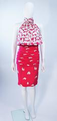 VALENTINO Pink and White Silk Cocktail Dress with Floral Pattern Size 4