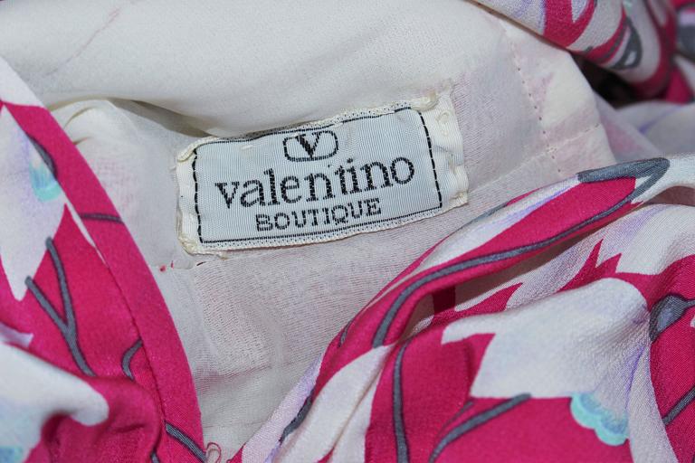VALENTINO Pink and White Silk Cocktail Dress with Floral Pattern Size 4 ...