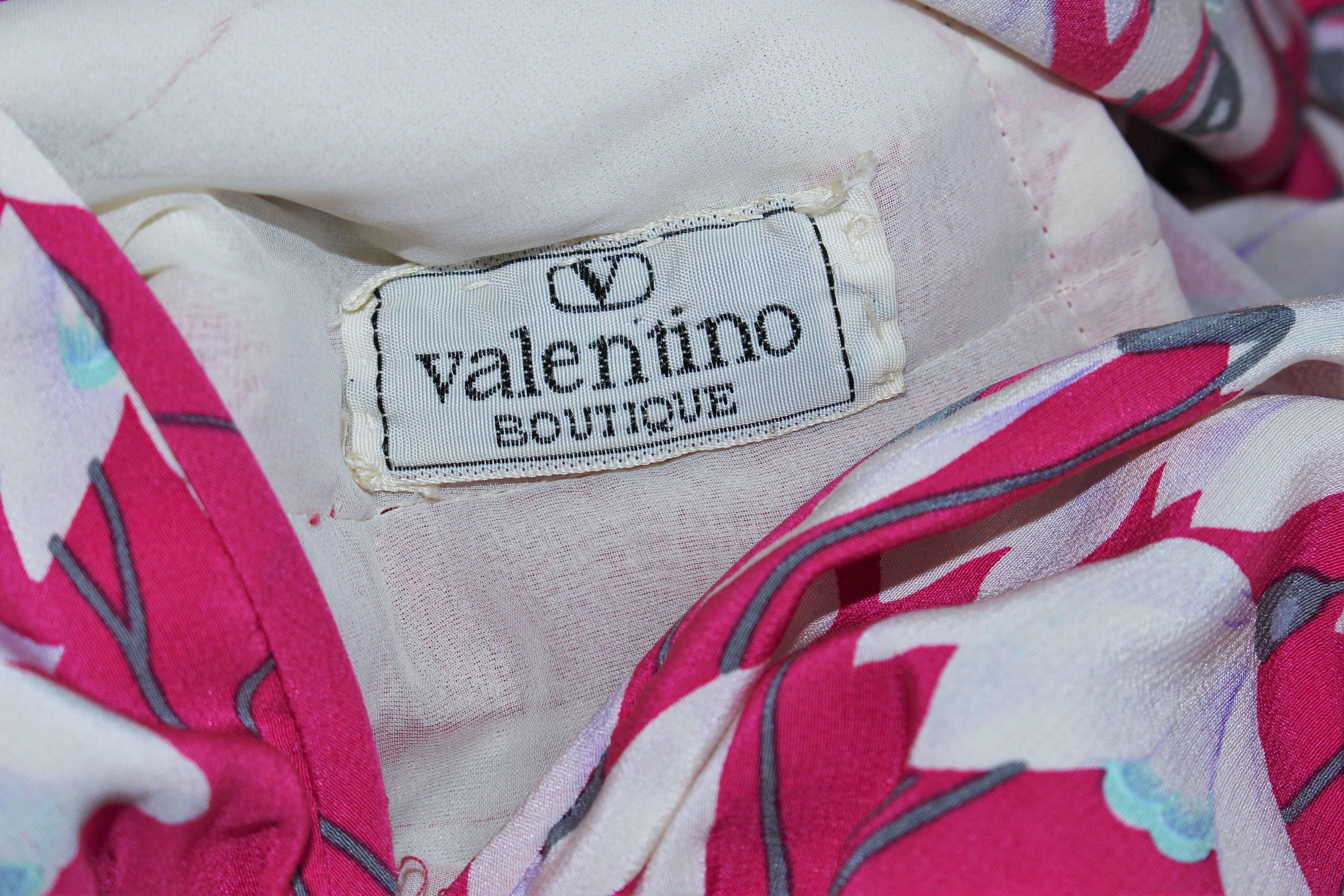 VALENTINO Pink and White Silk Cocktail Dress with Floral Pattern Size 4 For Sale 4