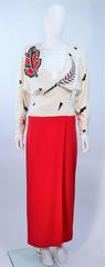 FABRICE Silk Color Block Draped Gown with Rhinestone Applique Size 4-6