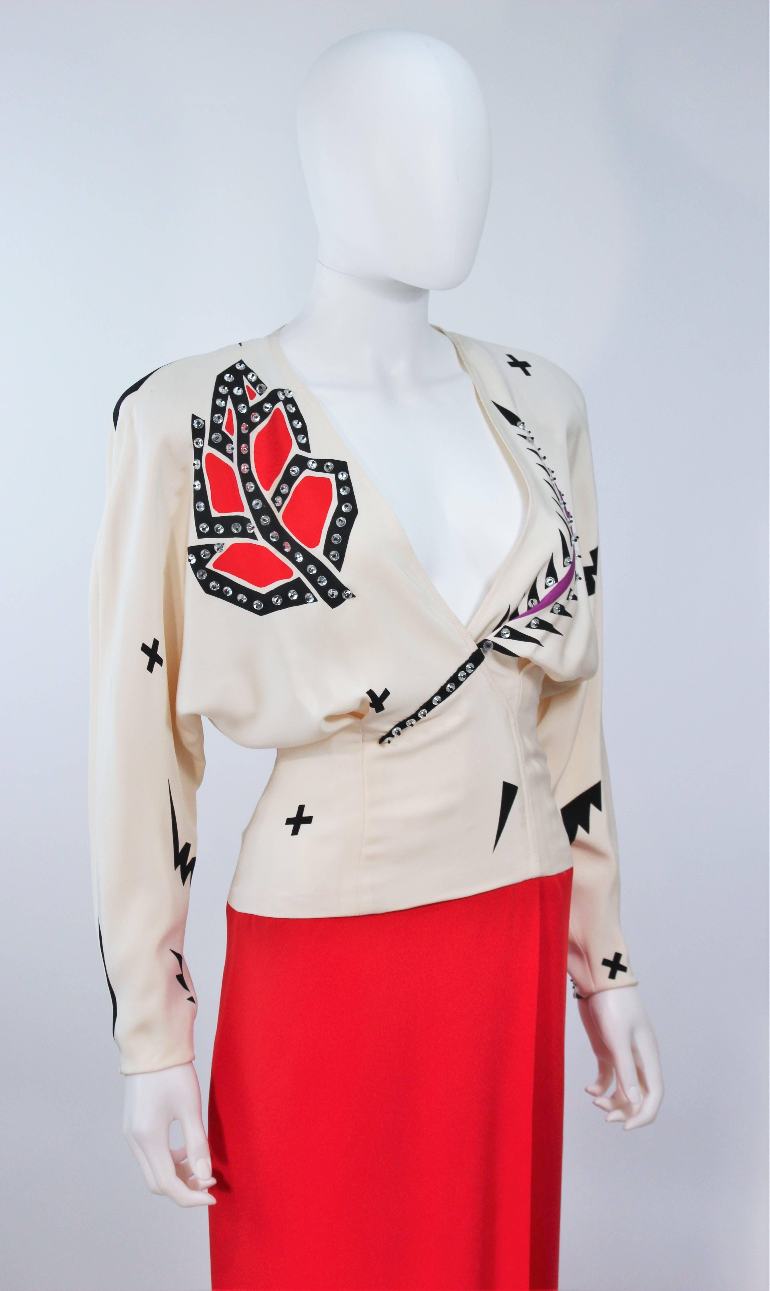 FABRICE Robe drapée en soie à blocs de couleurs avec appliques en strass Taille 4-6 Pour femmes en vente