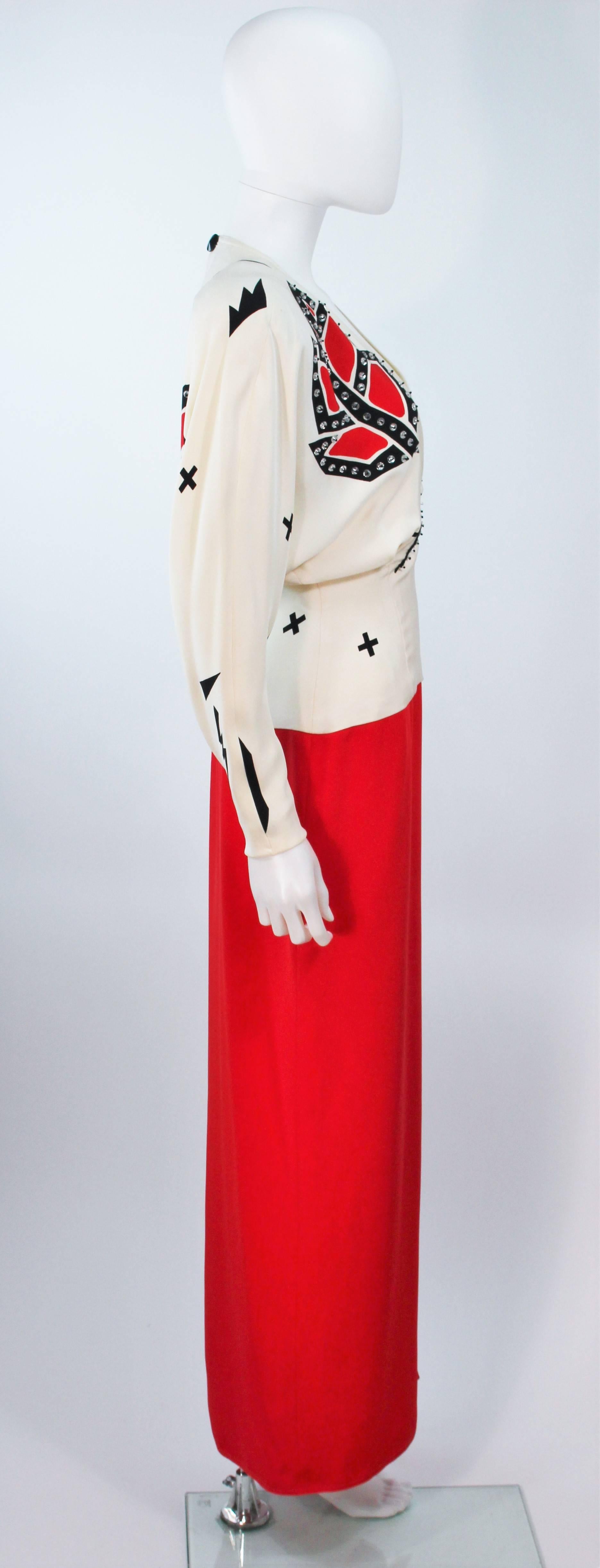 FABRICE Robe drapée en soie à blocs de couleurs avec appliques en strass Taille 4-6 en vente 1