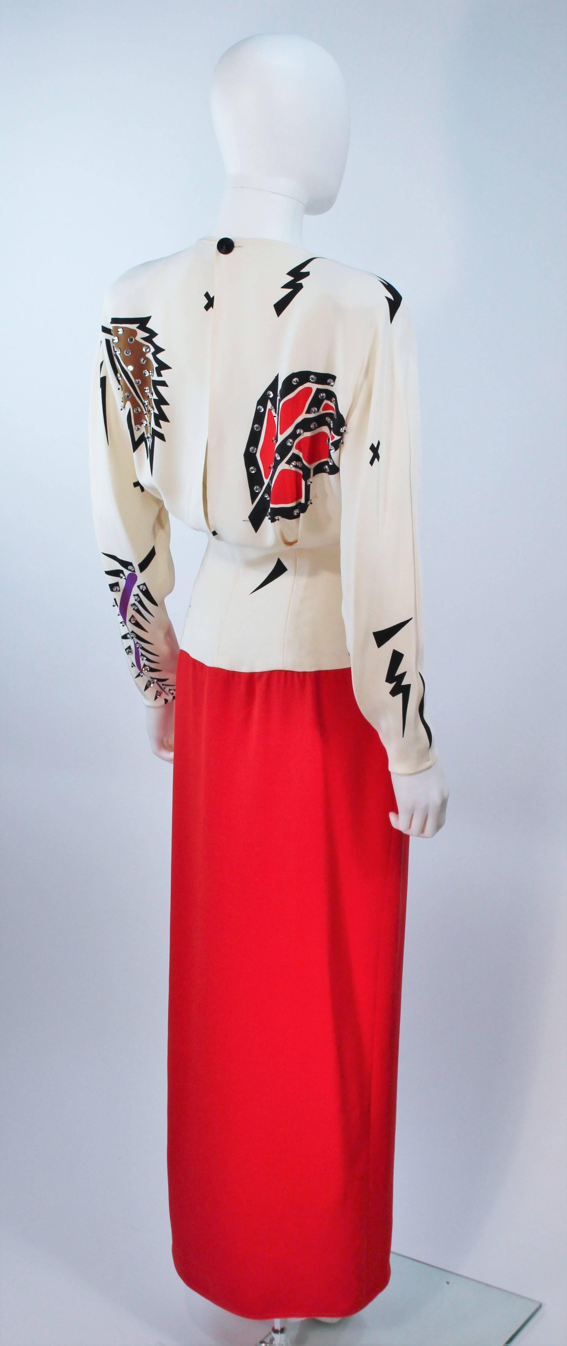 FABRICE Robe drapée en soie à blocs de couleurs avec appliques en strass Taille 4-6 en vente 2
