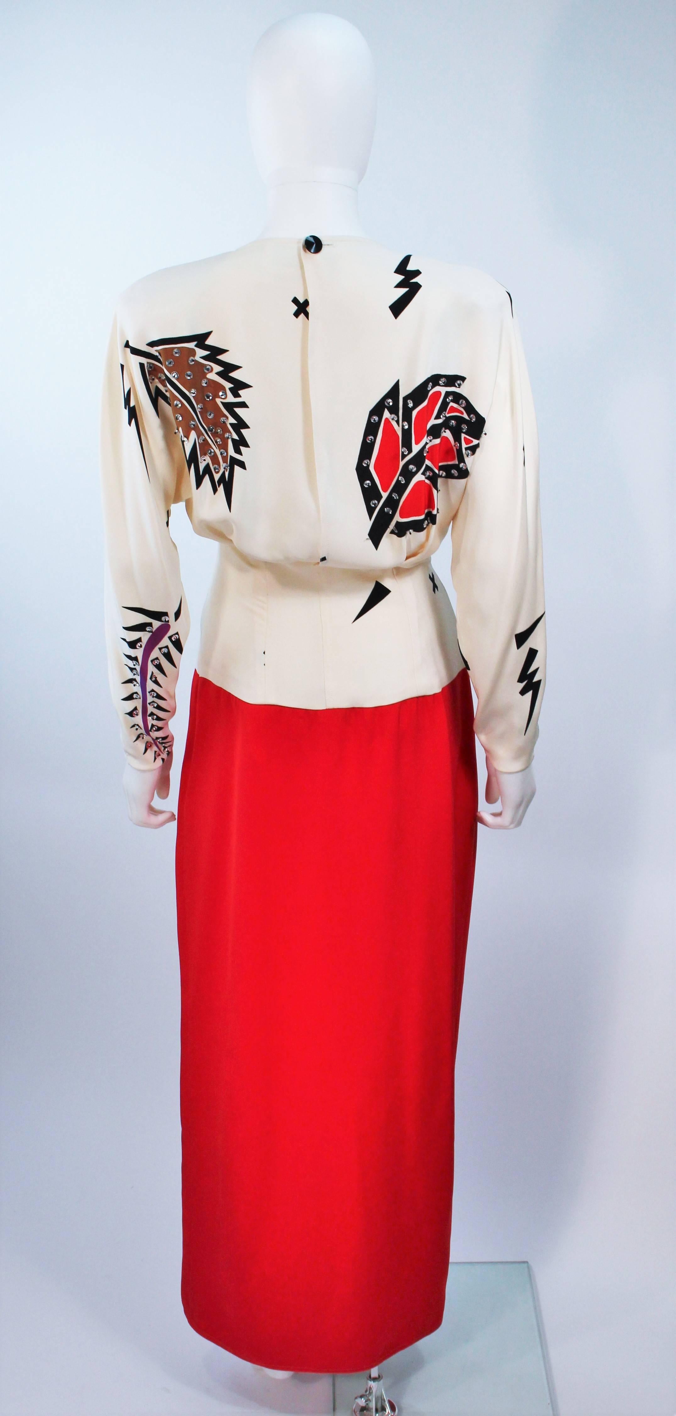 FABRICE Robe drapée en soie à blocs de couleurs avec appliques en strass Taille 4-6 en vente 3
