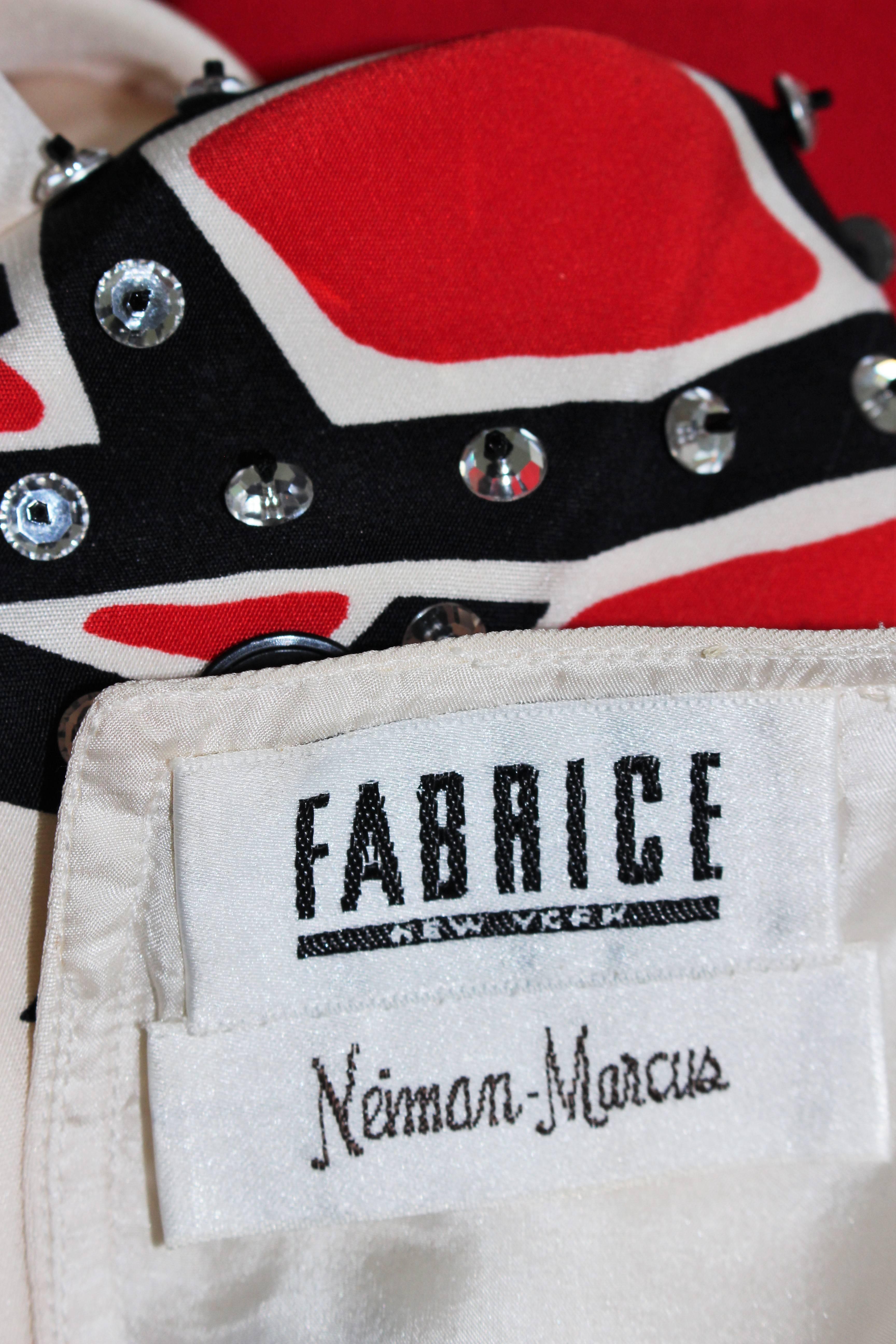 FABRICE Robe drapée en soie à blocs de couleurs avec appliques en strass Taille 4-6 en vente 5
