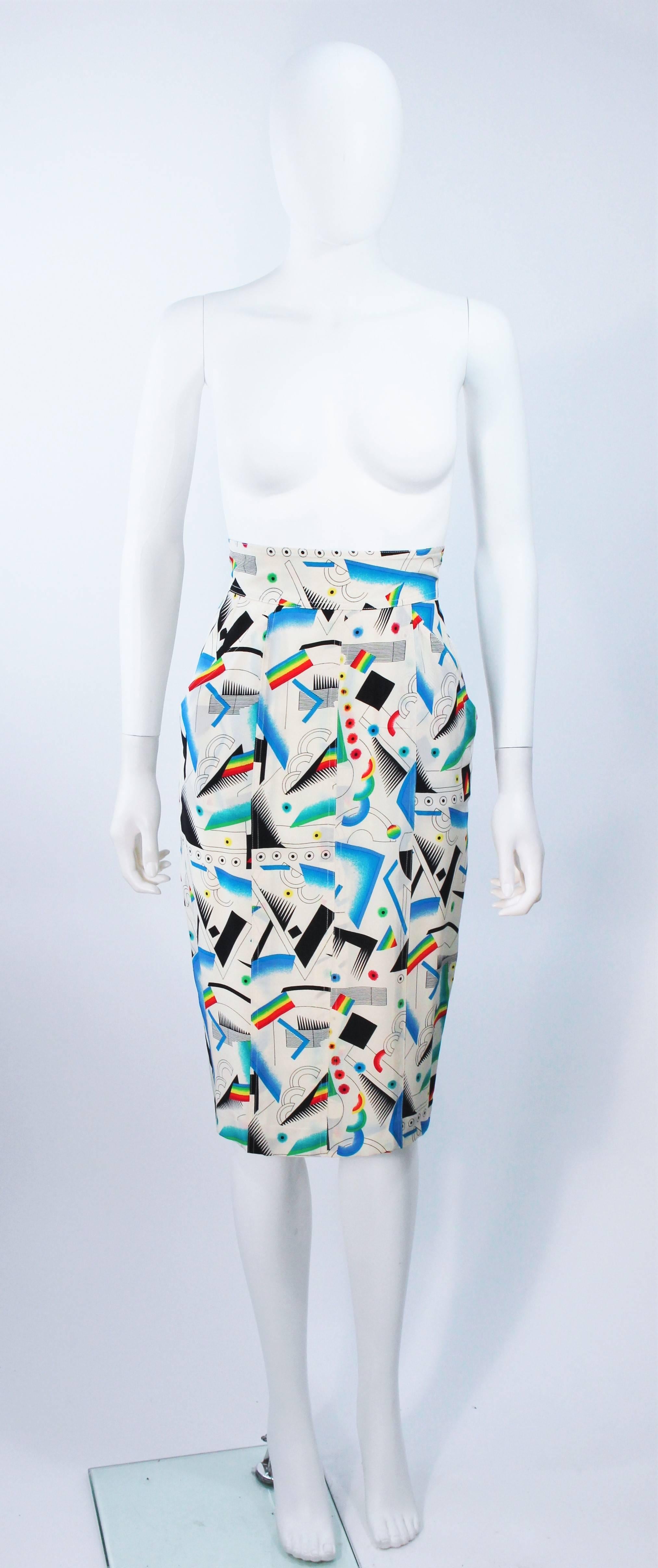 FENDI Off White Silk Prism Tunic and Pencil Skirt Ensemble Size 38 4