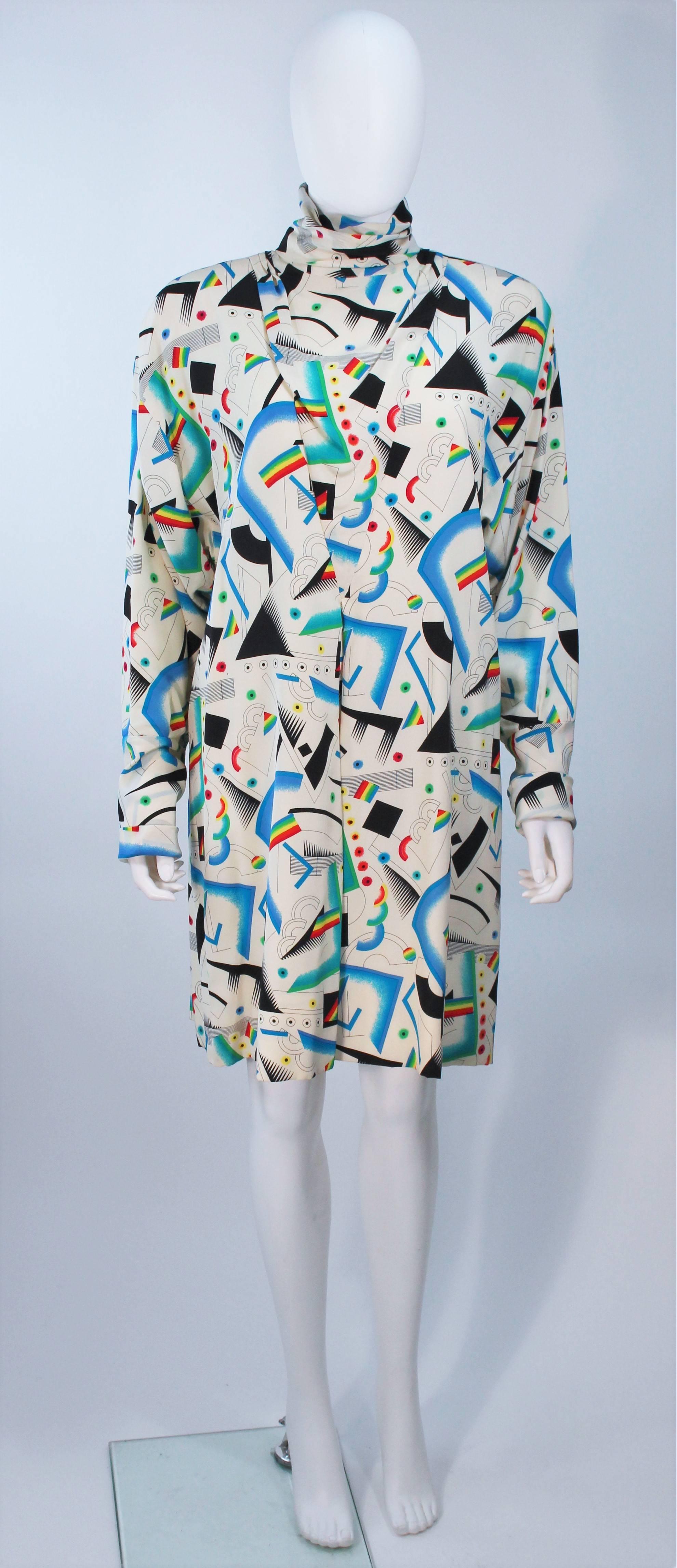 FENDI Off White Silk Prism Tunic and Pencil Skirt Ensemble Size 38 2