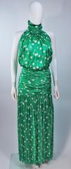 JIKI MONTE CARLO Silk Green and White Polka Dot Gown Size 2