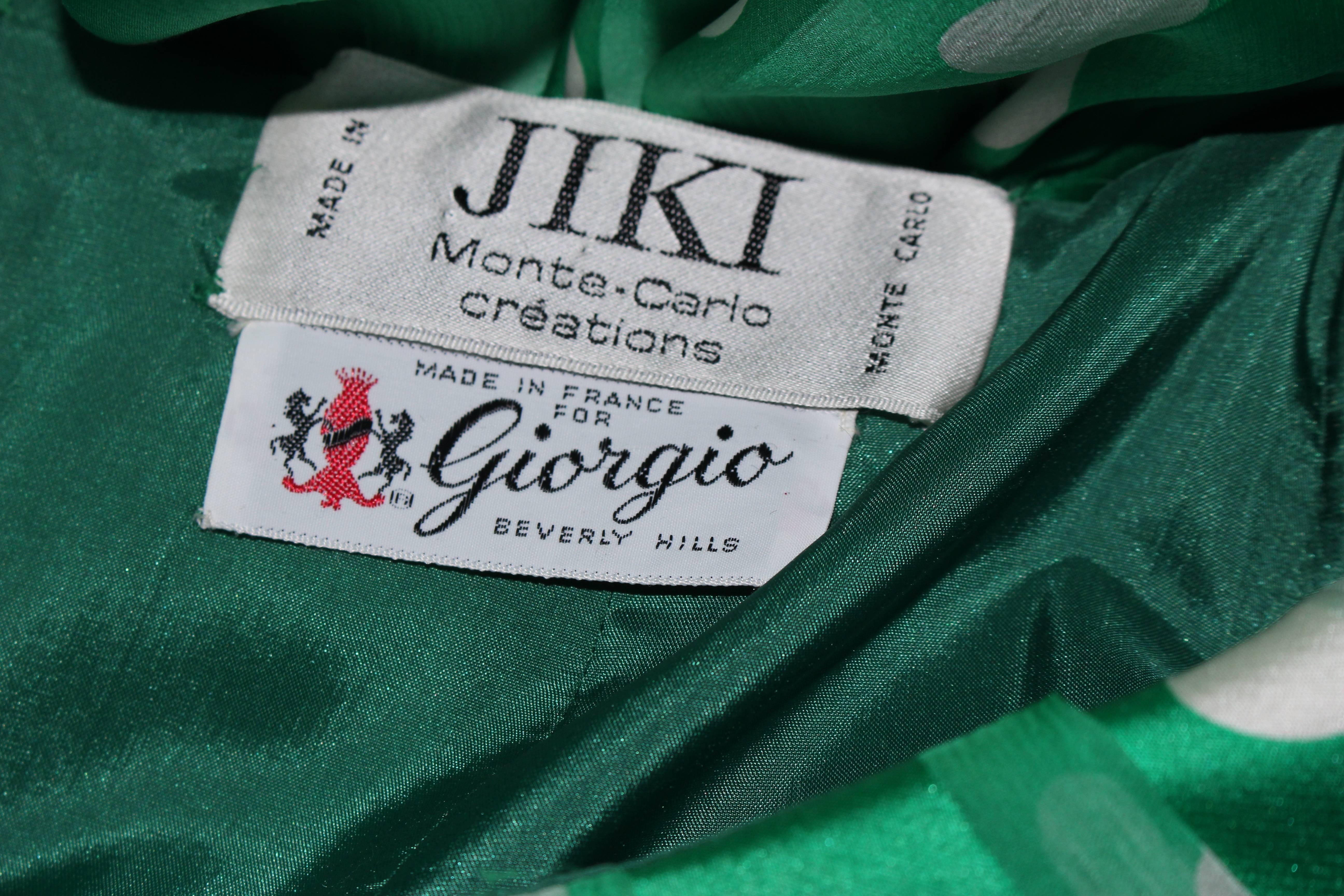 JIKI MONTE CARLO Silk Green and White Polka Dot Gown Size 2 6