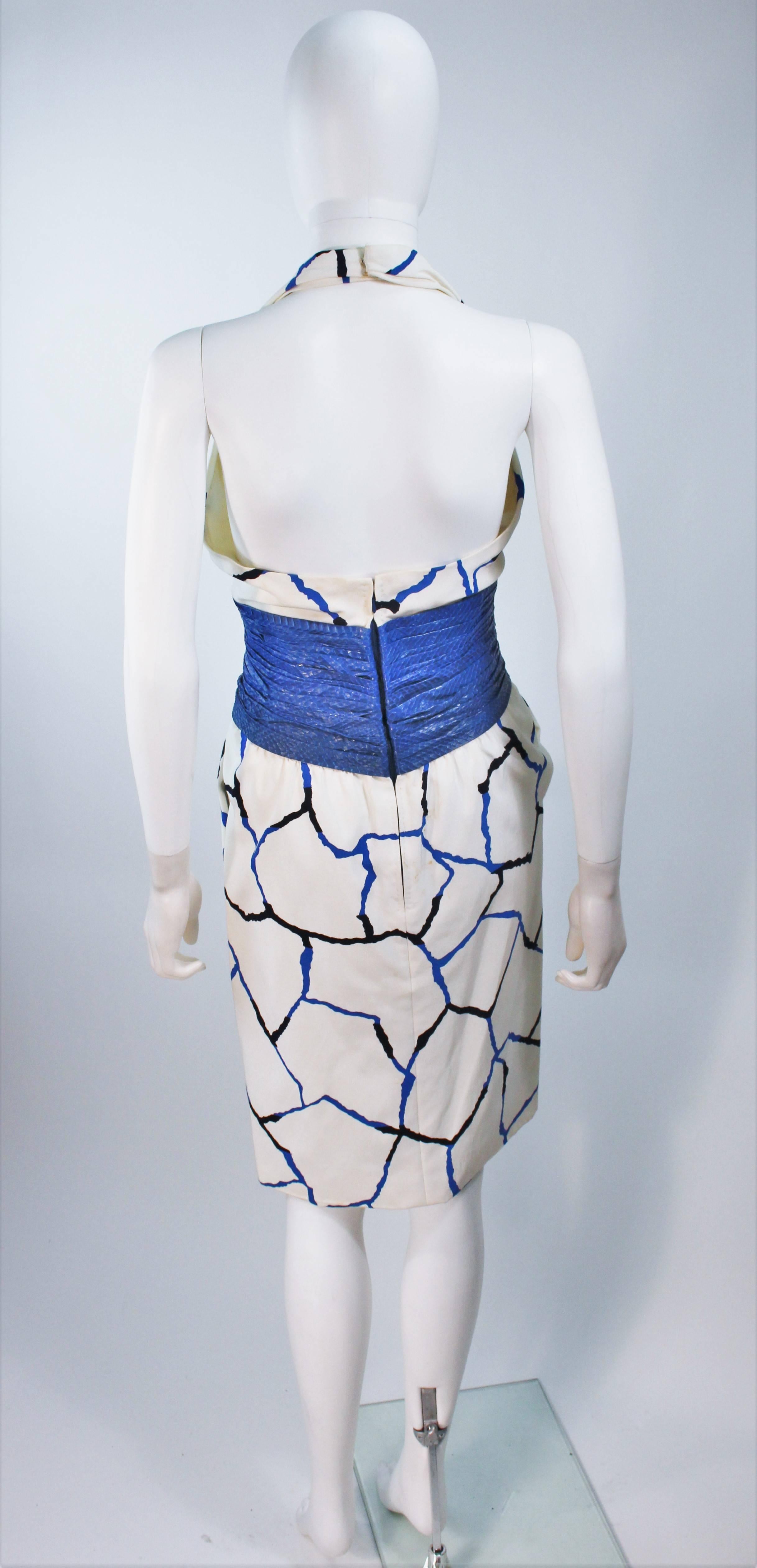 JACQUELINE DE RIBES Halter Dress with Cobalt Snakeskin Waist and Bolero Size 4-6 For Sale 2