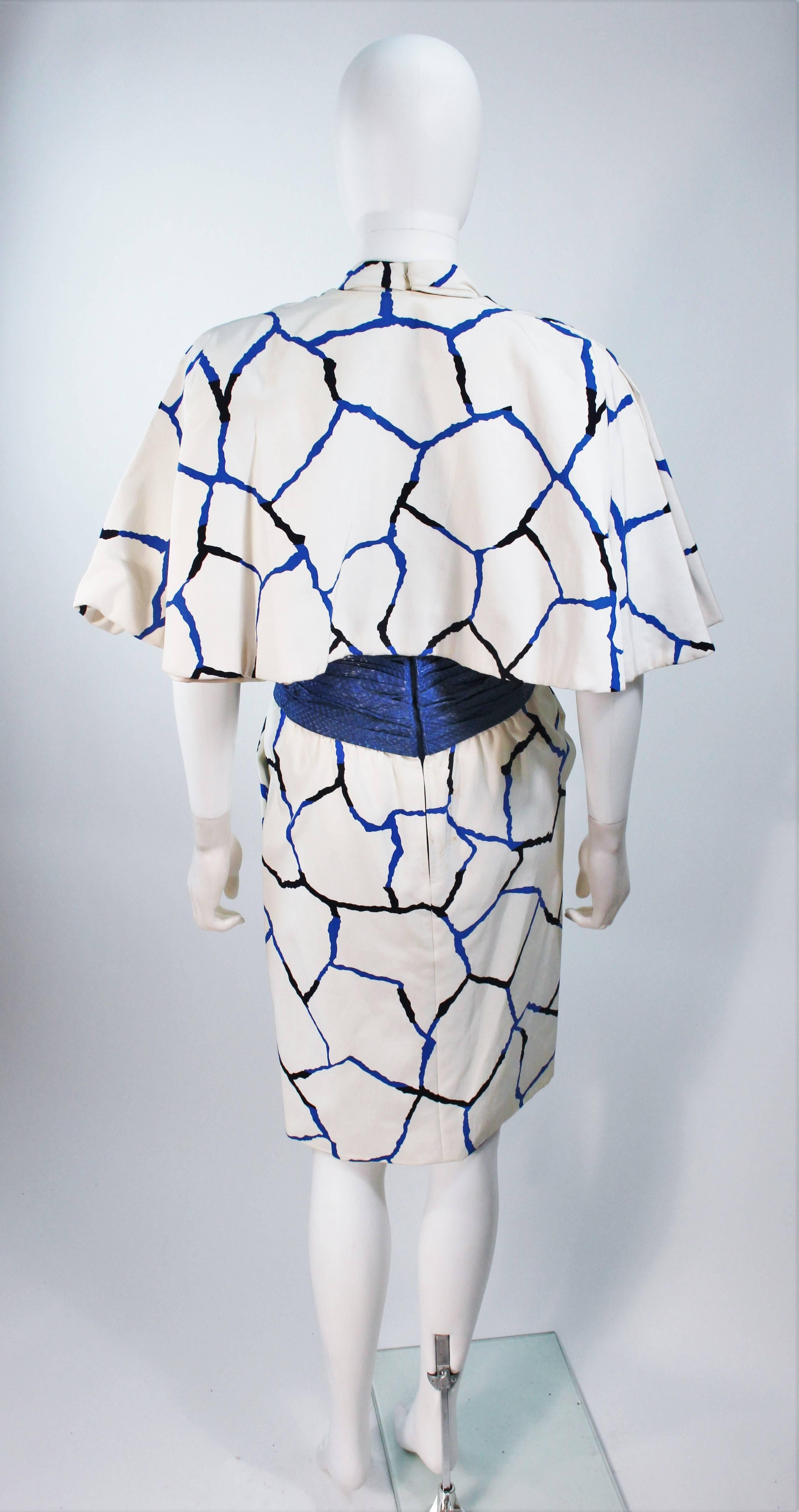 JACQUELINE DE RIBES Halter Dress with Cobalt Snakeskin Waist and Bolero Size 4-6 For Sale 1