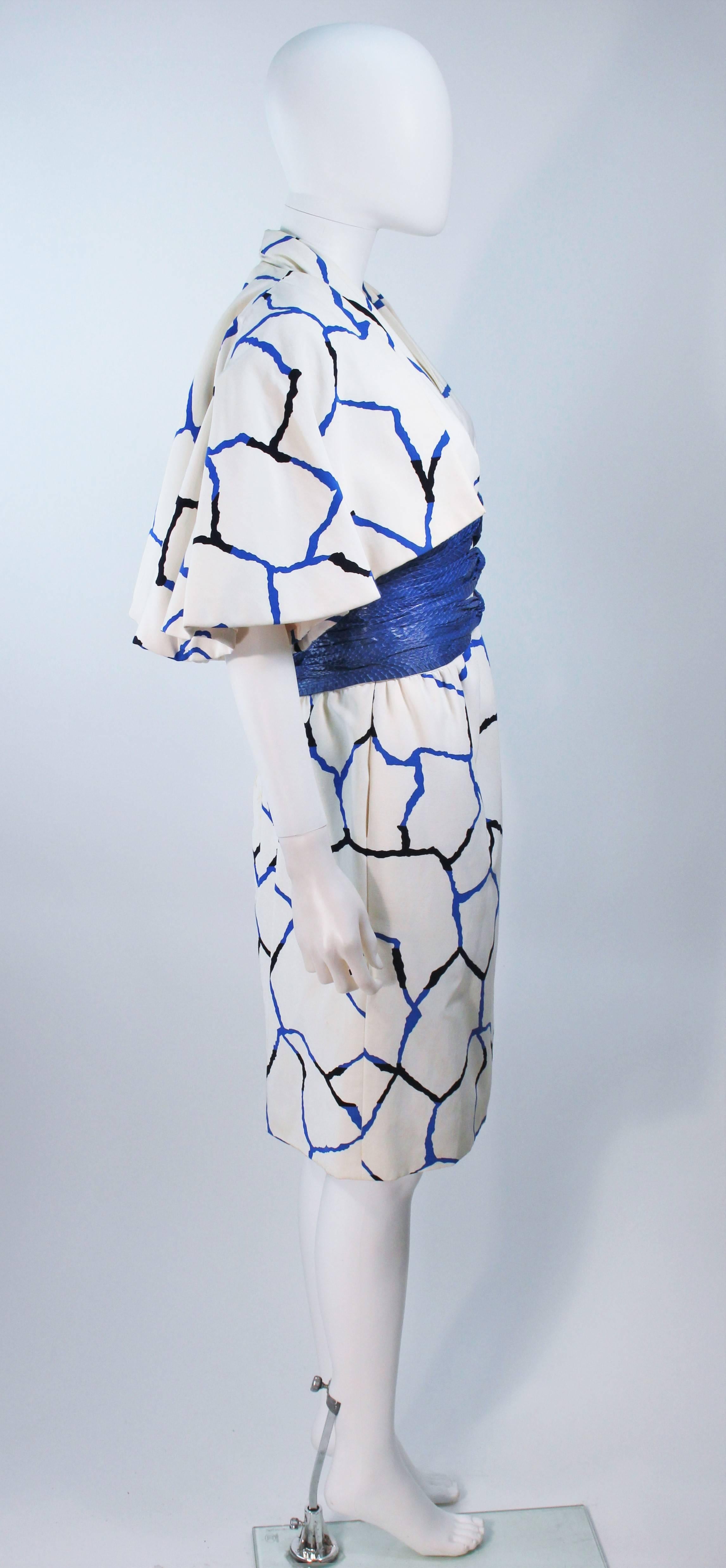 Women's JACQUELINE DE RIBES Halter Dress with Cobalt Snakeskin Waist and Bolero Size 4-6 For Sale