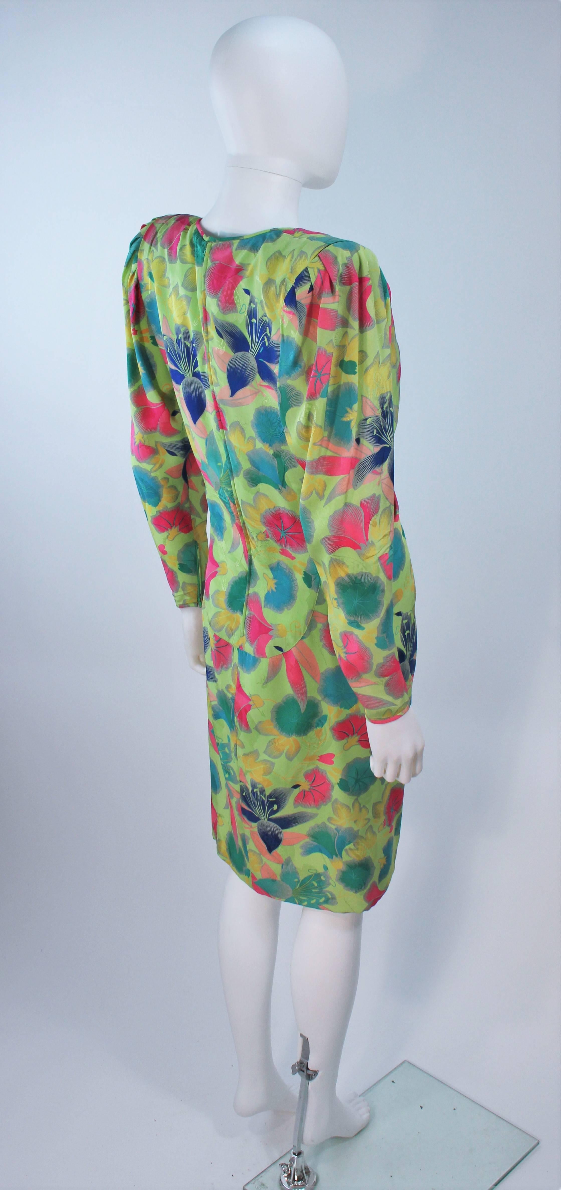EMANUEL UNGARO Silk Green Floral Dress Size 8 2