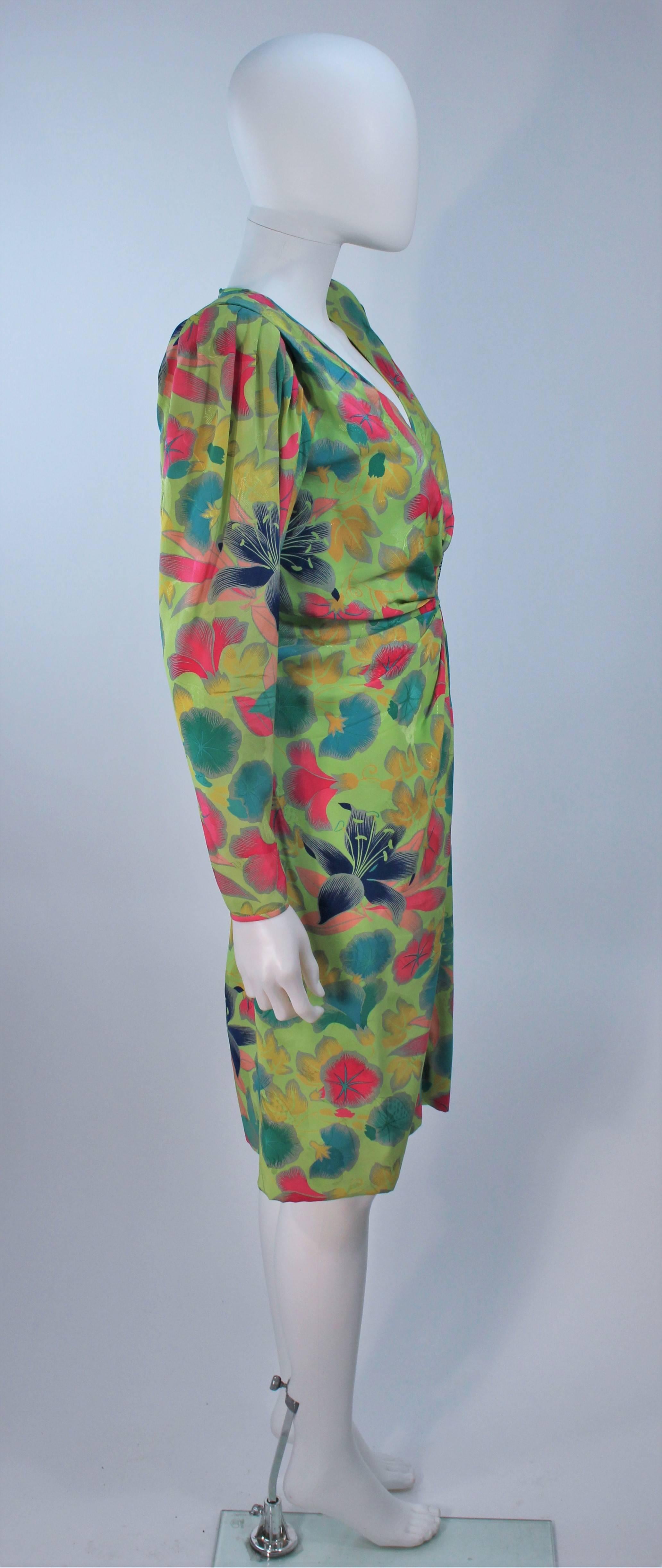 EMANUEL UNGARO Silk Green Floral Dress Size 8 1