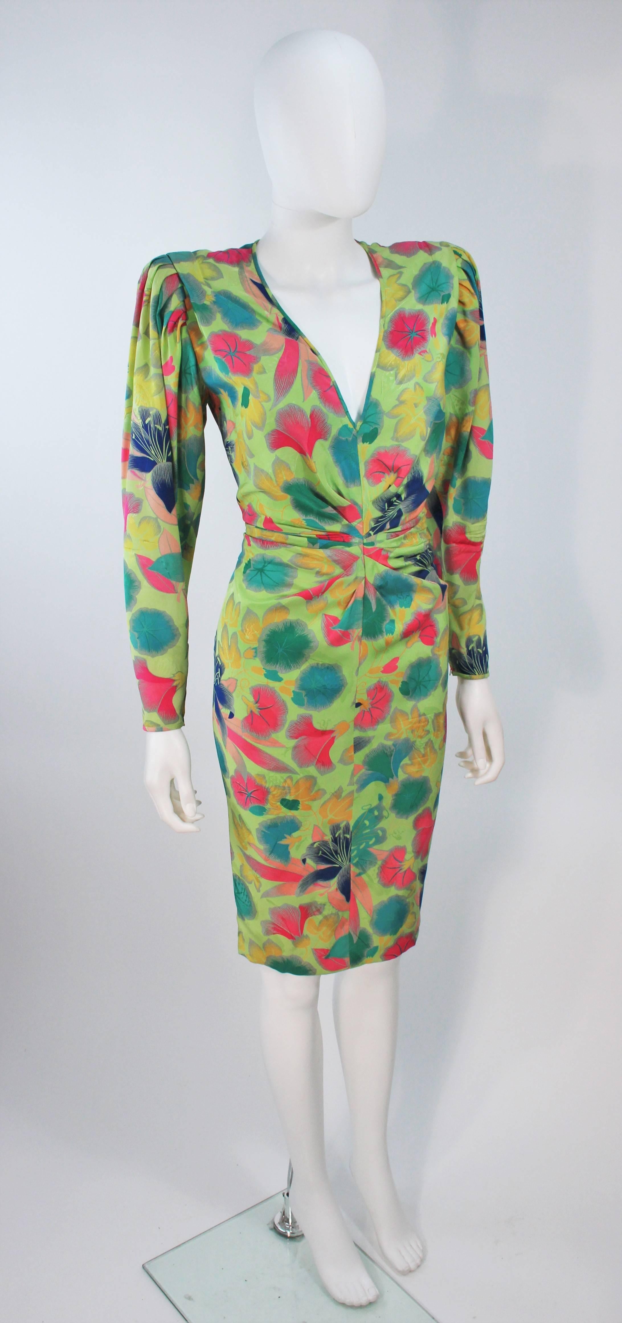 Women's EMANUEL UNGARO Silk Green Floral Dress Size 8