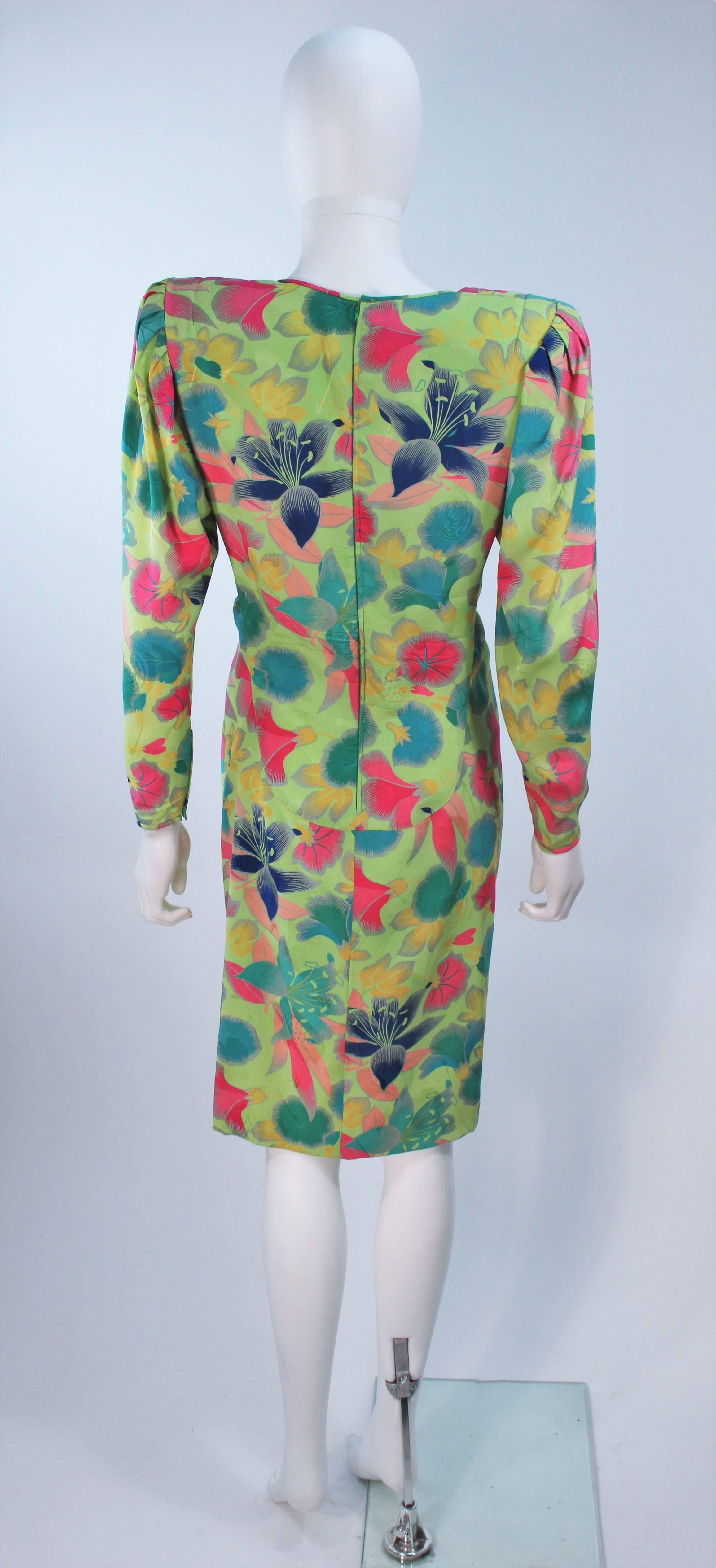 EMANUEL UNGARO Silk Green Floral Dress Size 8 3