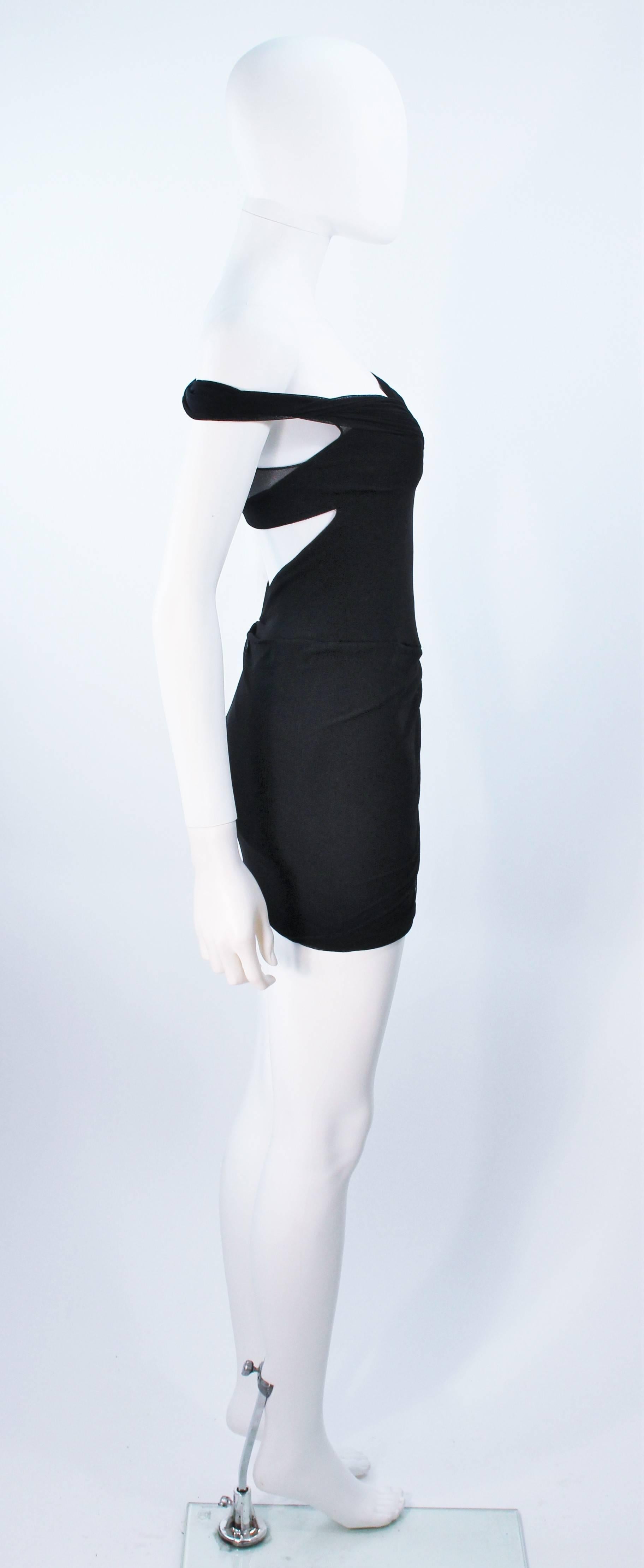 GIORGIO SAINT ANGELO Black Stretch Mesh Off The Shoulder Mini Dress XS 2