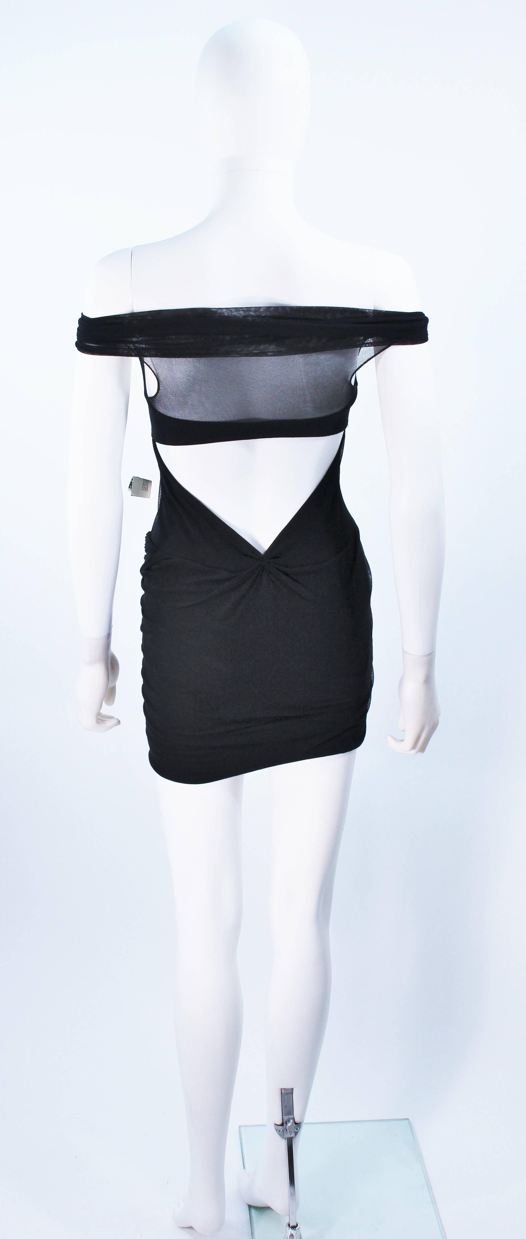 GIORGIO SAINT ANGELO Black Stretch Mesh Off The Shoulder Mini Dress XS 5