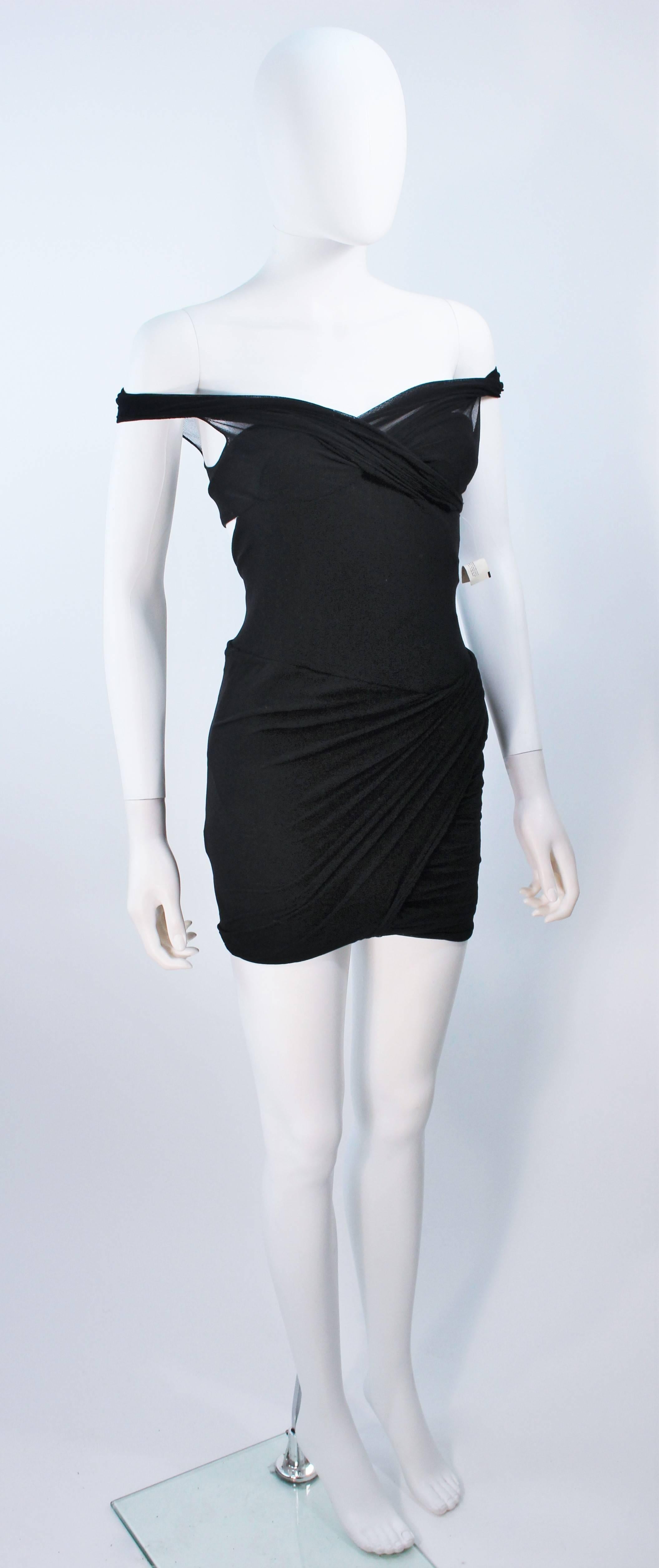 Women's GIORGIO SAINT ANGELO Black Stretch Mesh Off The Shoulder Mini Dress XS