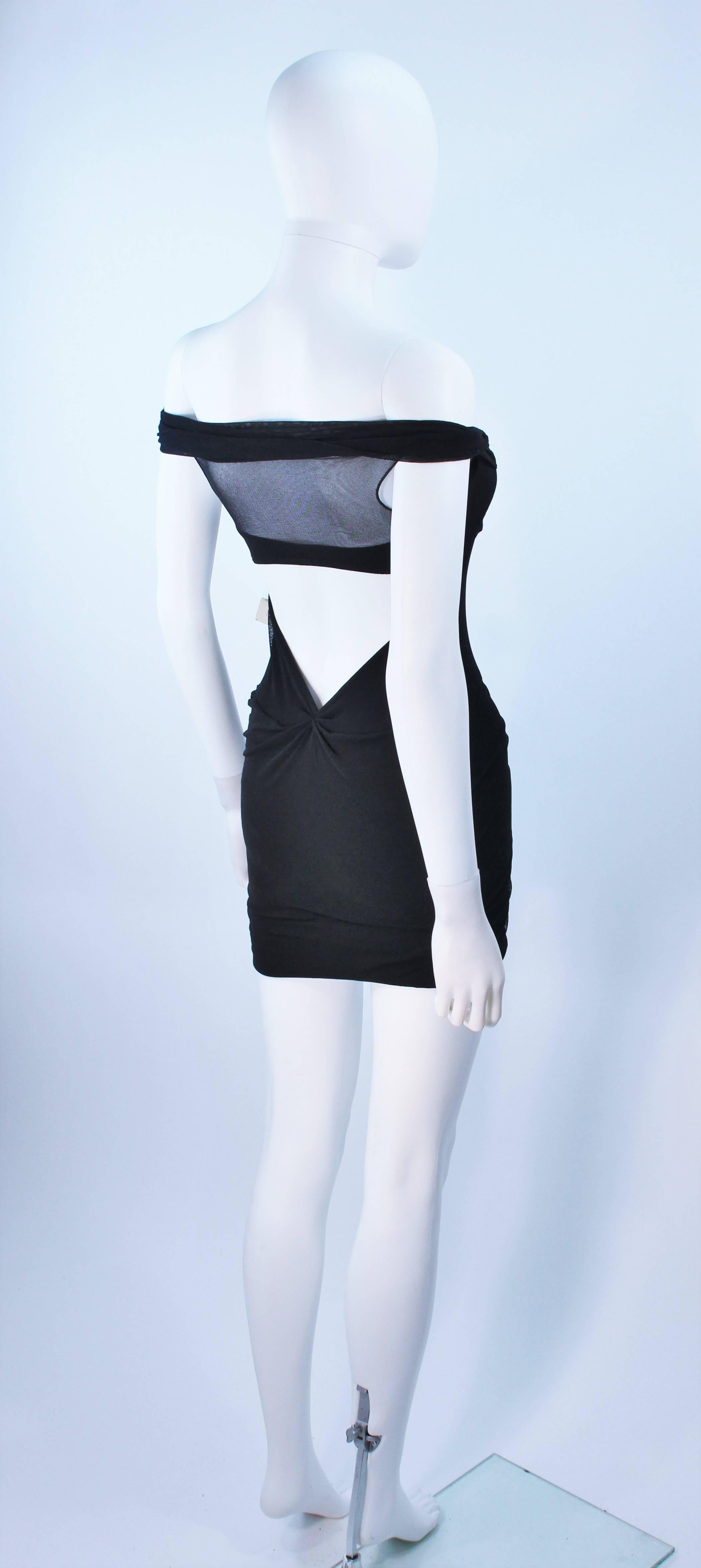 GIORGIO SAINT ANGELO Black Stretch Mesh Off The Shoulder Mini Dress XS 3