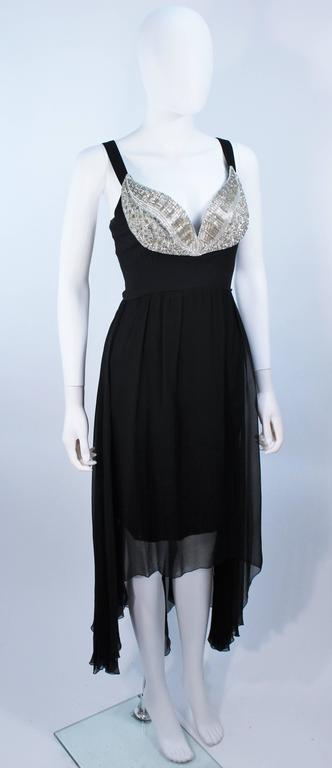 Women's KARL LAGERFELD Black Stretch Silk Chiffon Dress with Embellished Bust Size 40  For Sale