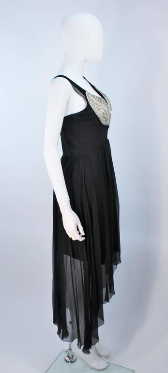 KARL LAGERFELD Black Stretch Silk Chiffon Dress with Embellished Bust Size 40  For Sale 3