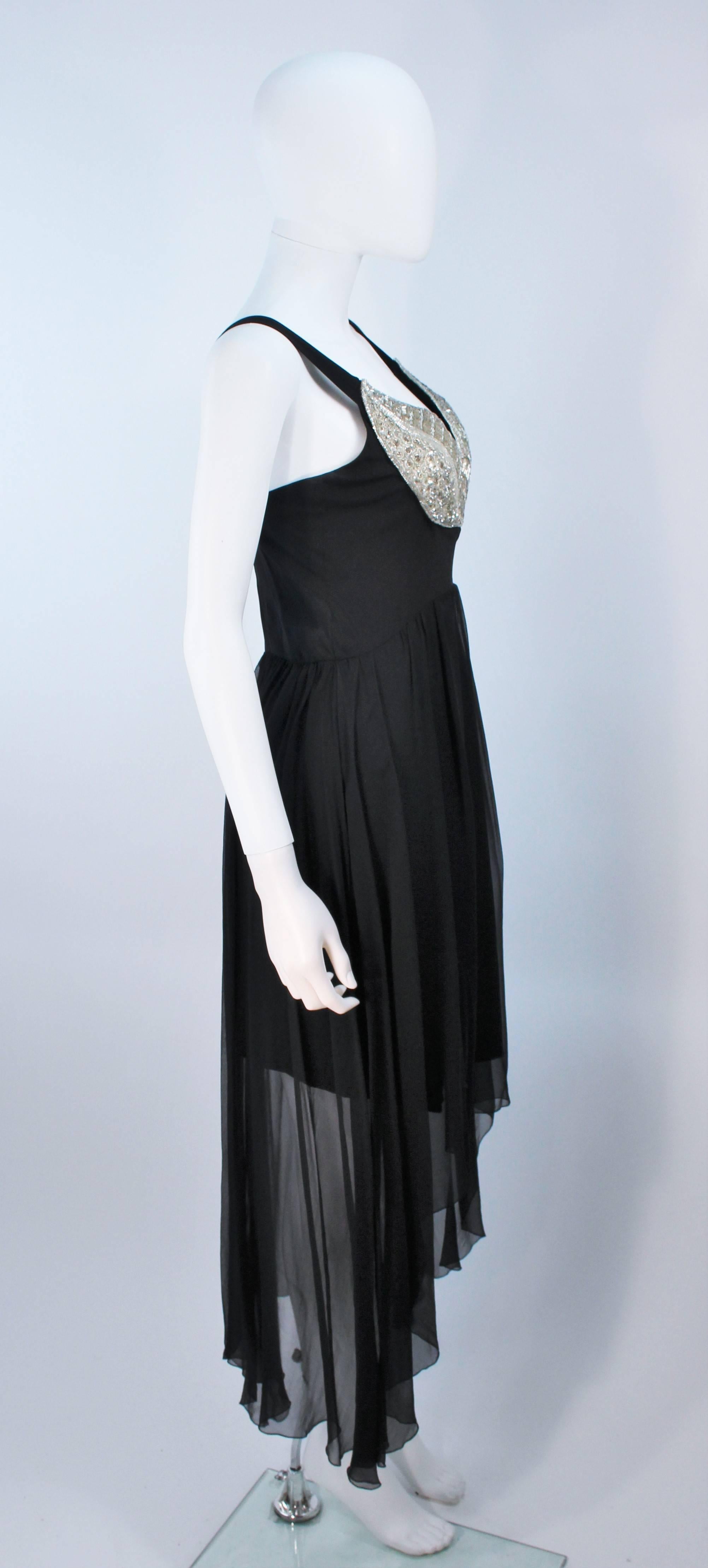 Women's KARL LAGERFELD Black Stretch Silk Chiffon Dress with Embellished Bust Size 40 