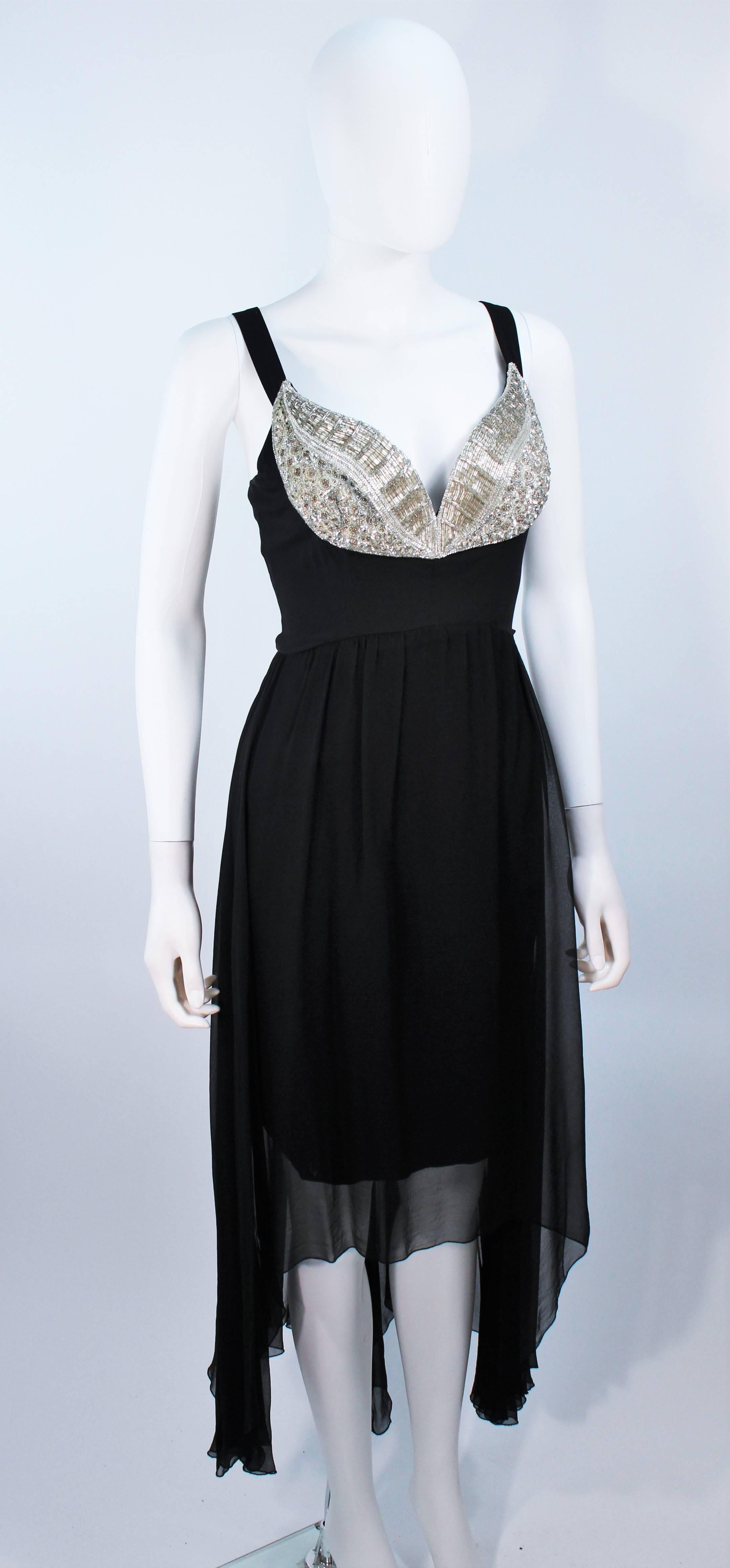 KARL LAGERFELD Black Stretch Silk Chiffon Dress with Embellished Bust Size 40  In Excellent Condition In Los Angeles, CA
