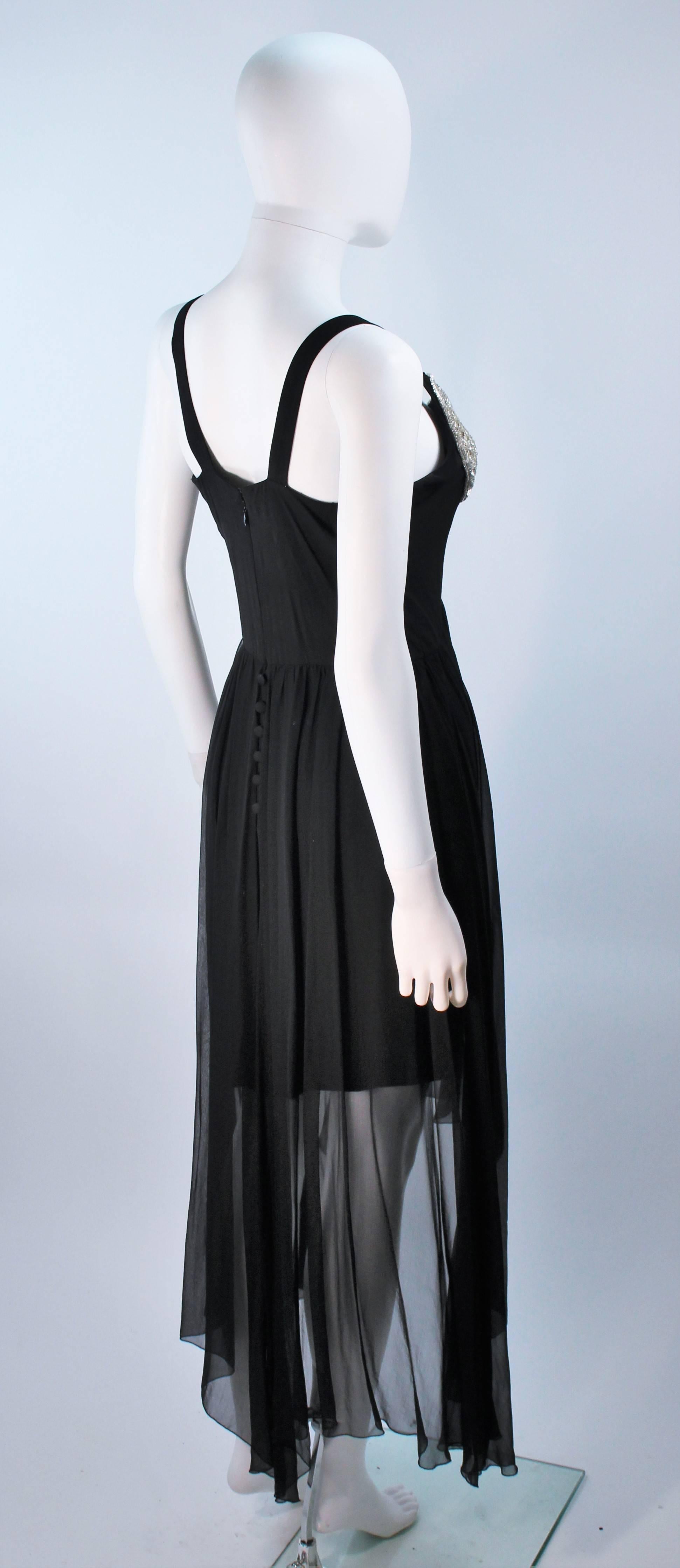 KARL LAGERFELD Black Stretch Silk Chiffon Dress with Embellished Bust Size 40  1