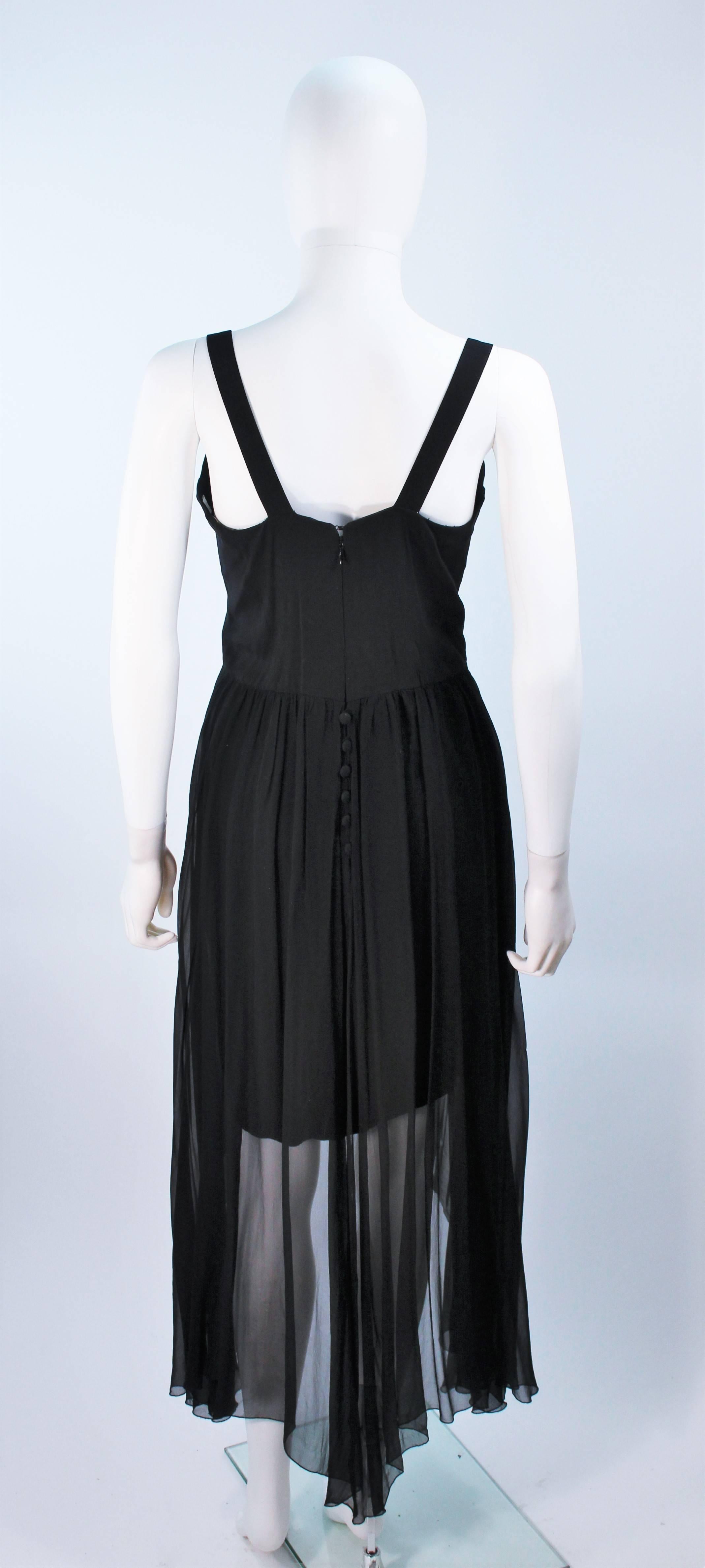 KARL LAGERFELD Black Stretch Silk Chiffon Dress with Embellished Bust Size 40  2