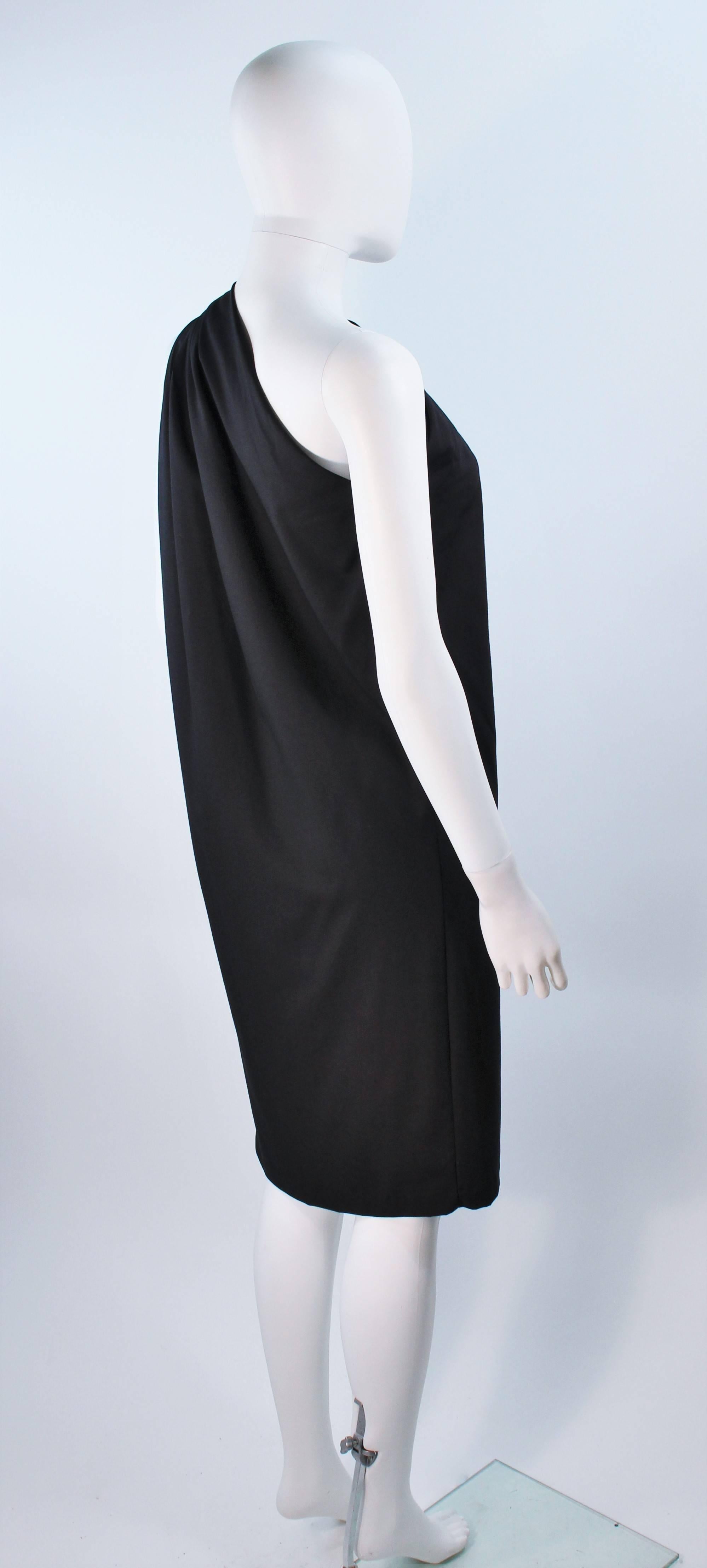 HALSTON Black Stretch Silk One Shoulder Dress Size 38 For Sale 1