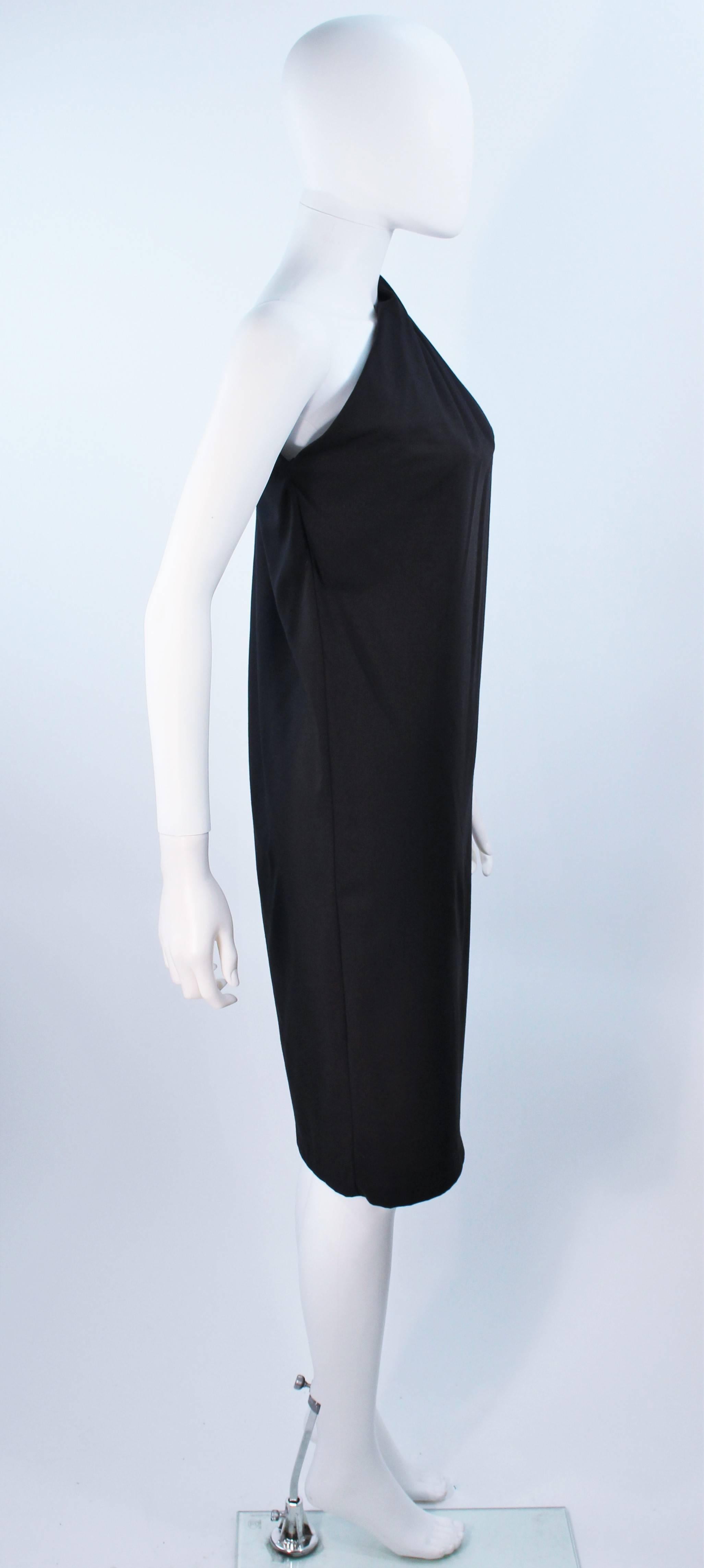 Women's HALSTON Black Stretch Silk One Shoulder Dress Size 38 For Sale