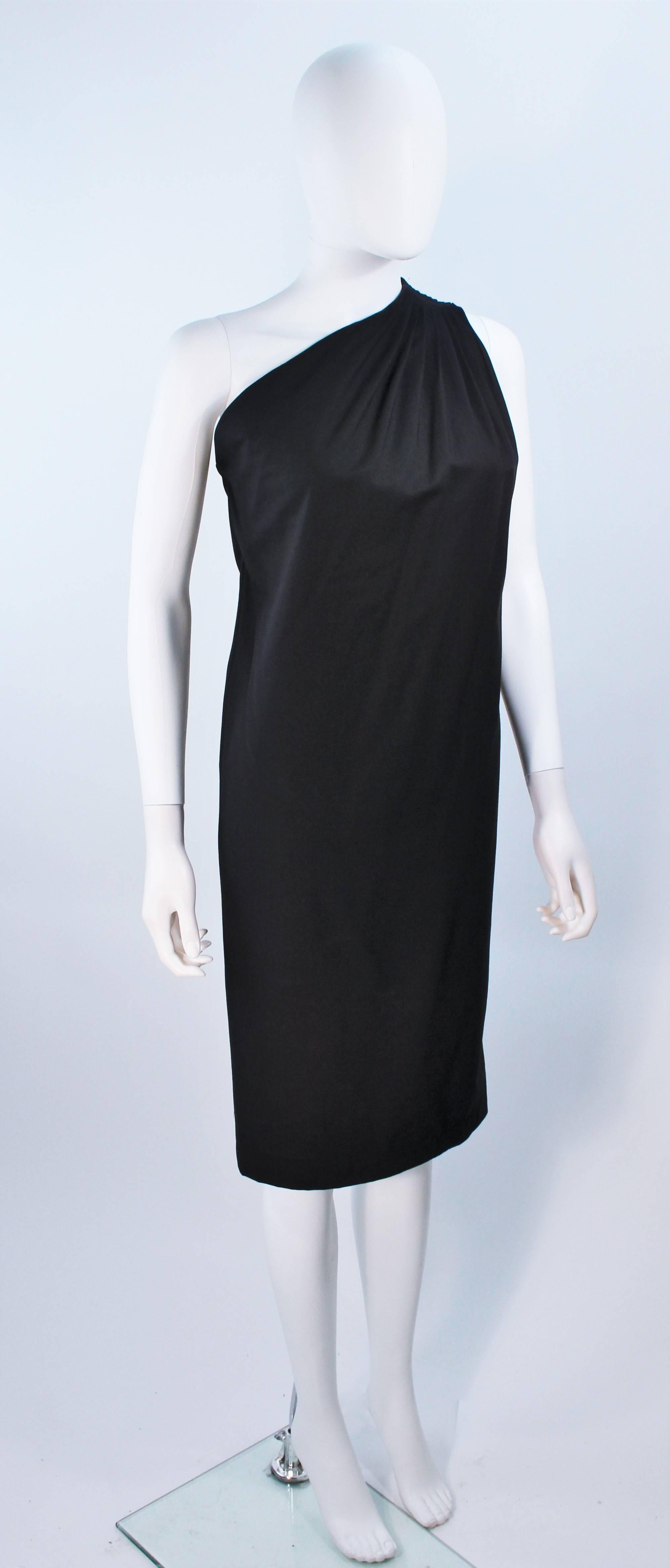 HALSTON Black Stretch Silk One Shoulder Dress Size 38 In Excellent Condition For Sale In Los Angeles, CA