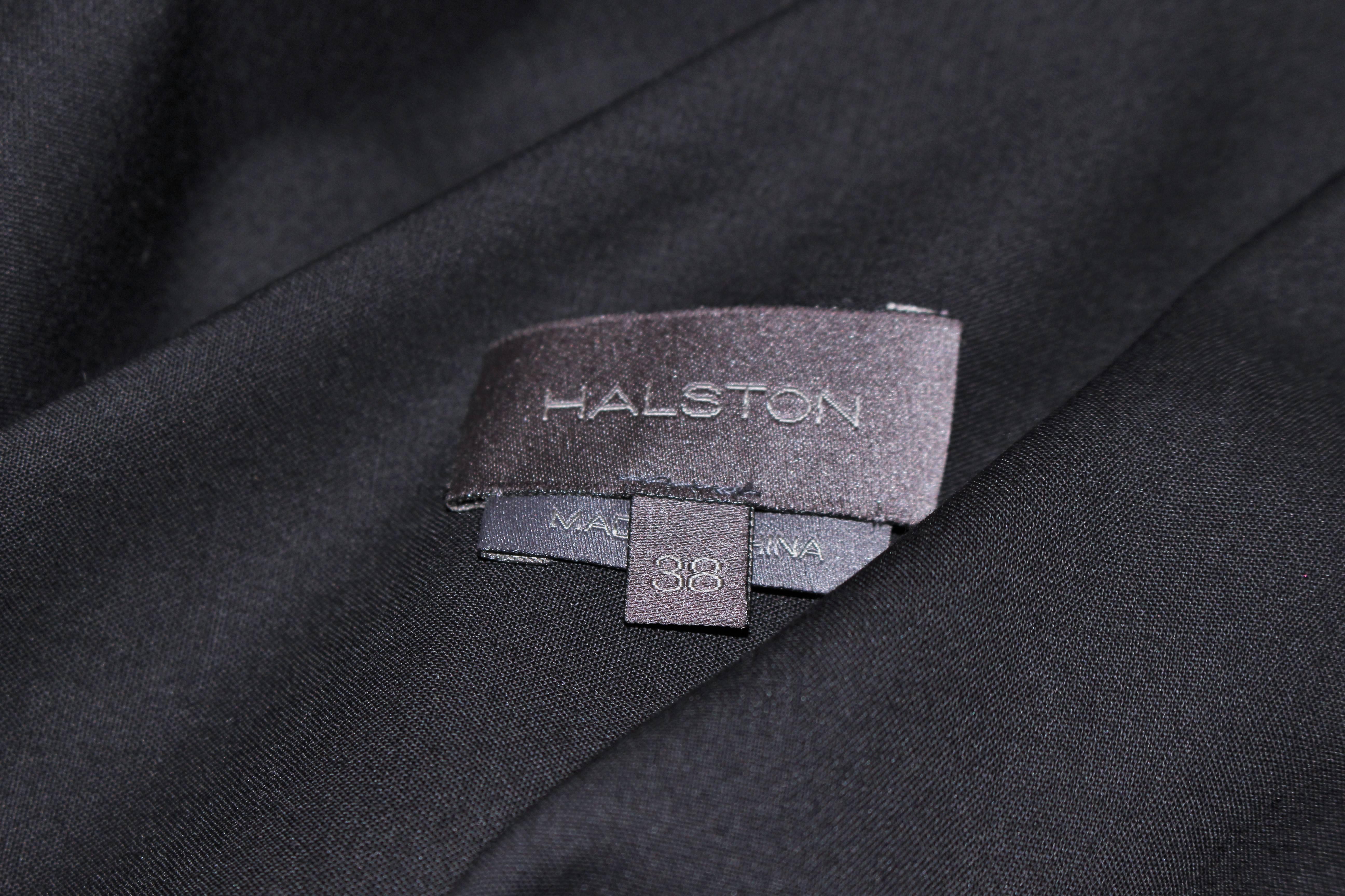 HALSTON Black Stretch Silk One Shoulder Dress Size 38 For Sale 4