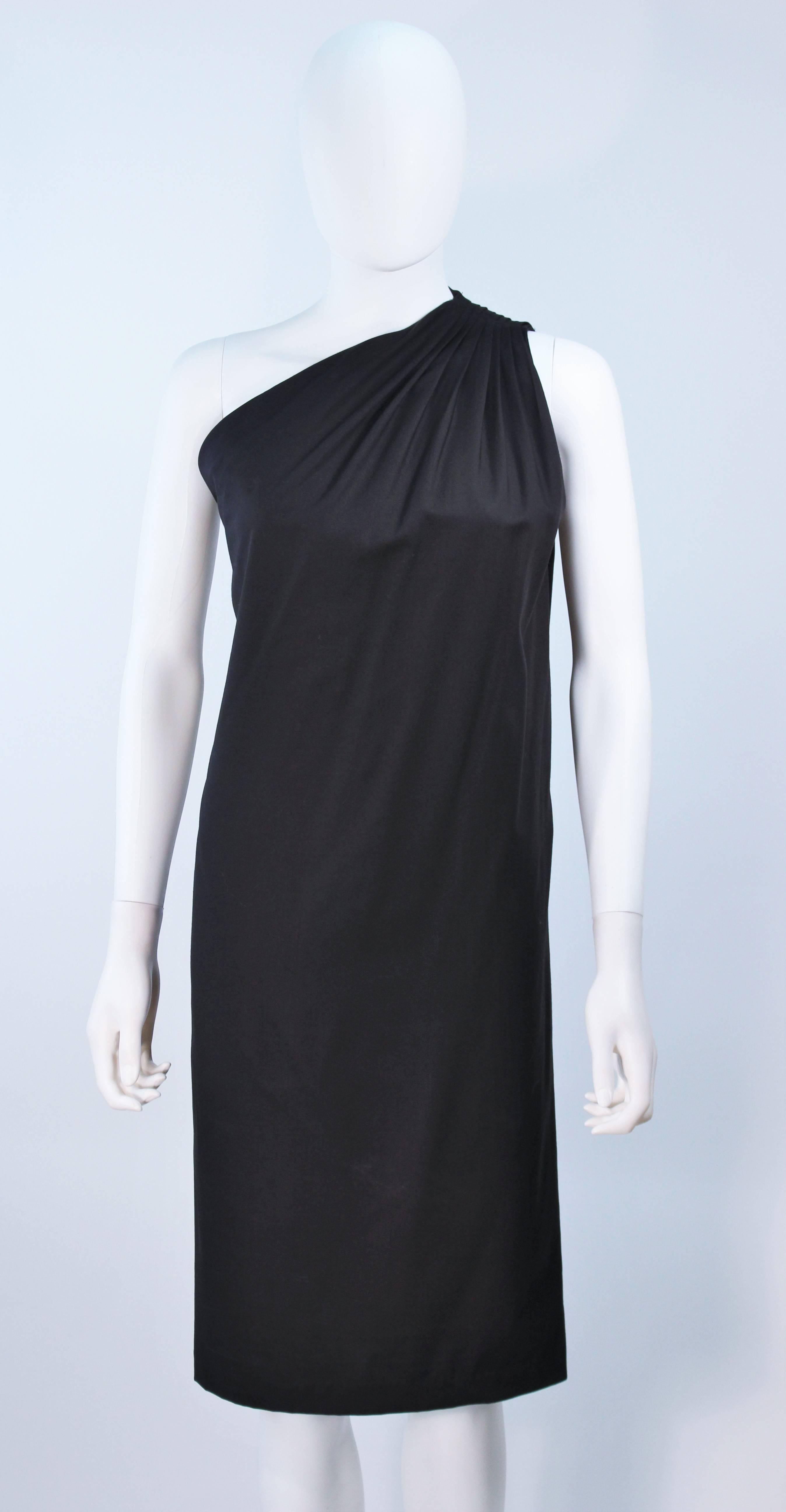 halston one shoulder dress black