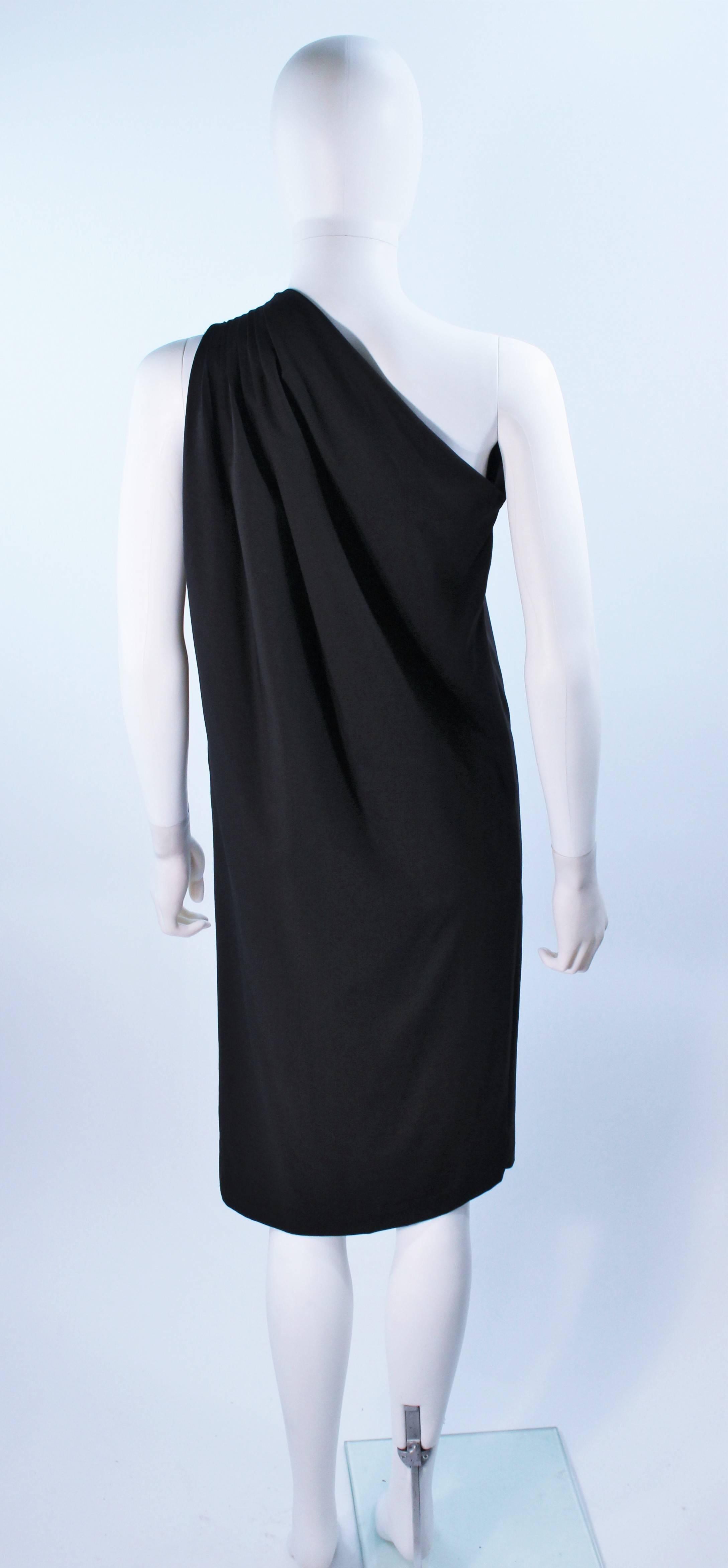 HALSTON Black Stretch Silk One Shoulder Dress Size 38 For Sale 2
