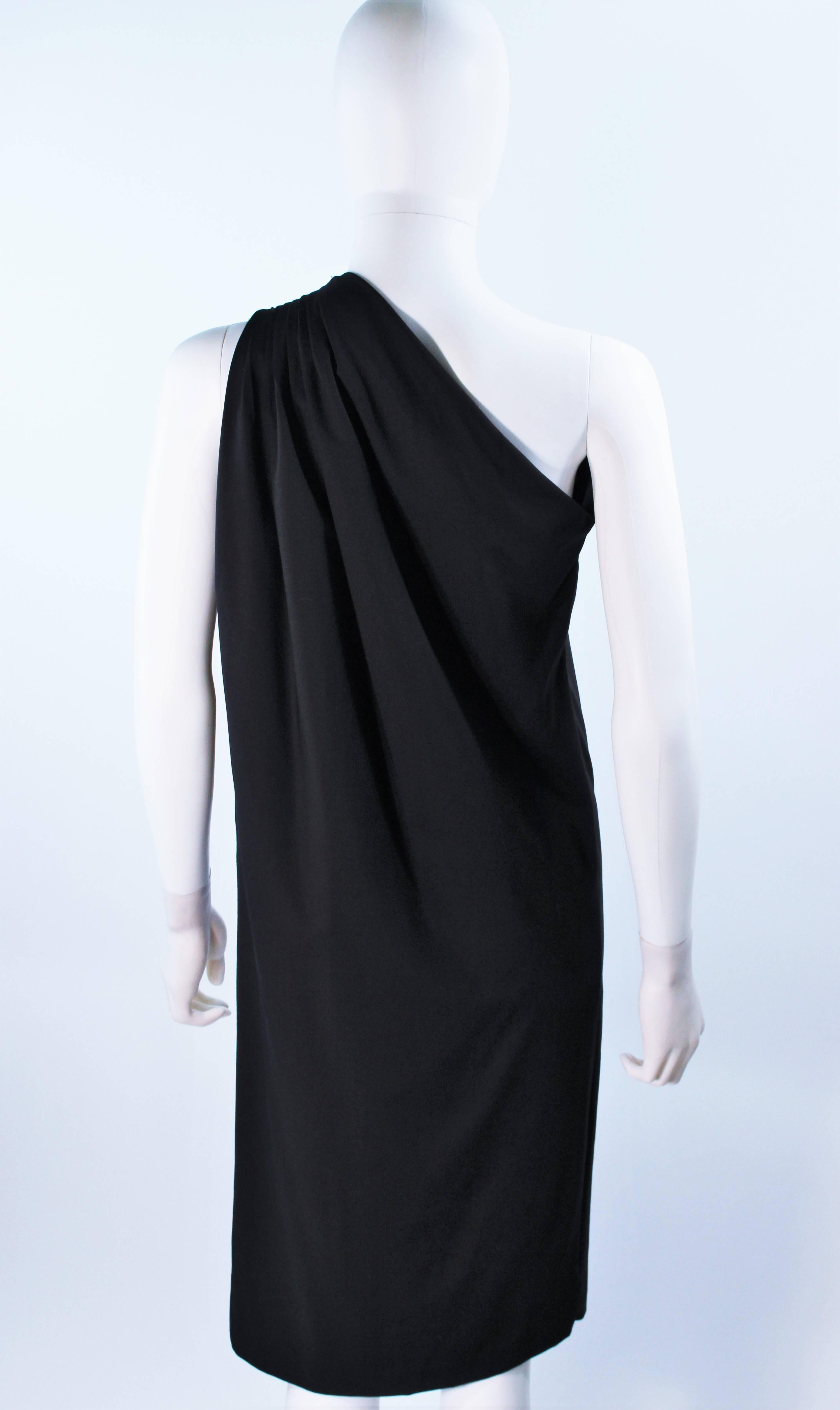 HALSTON Black Stretch Silk One Shoulder Dress Size 38 For Sale 3