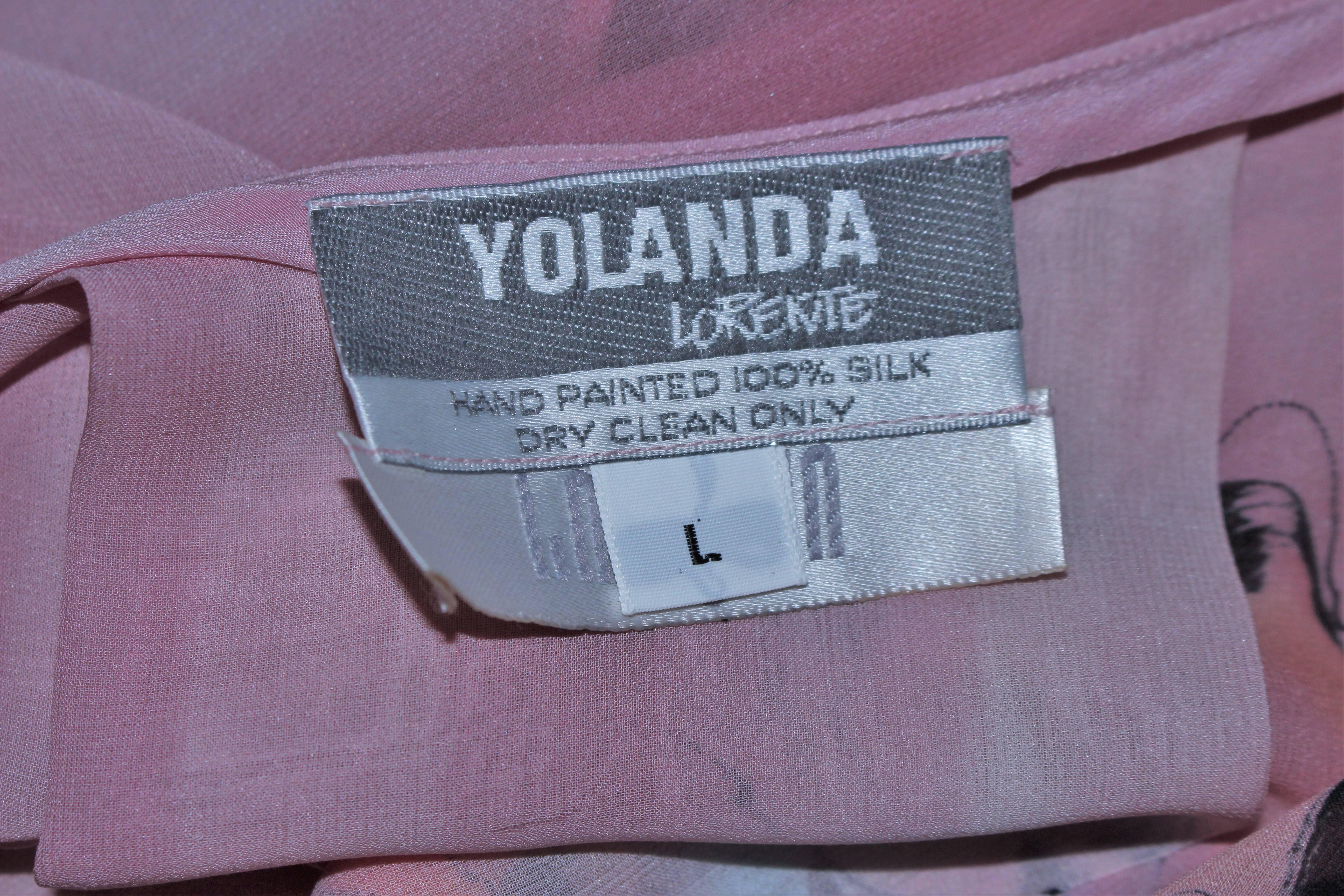Yolanda Lorente - Veste drapée en soie rose peinte à la main en vente 3