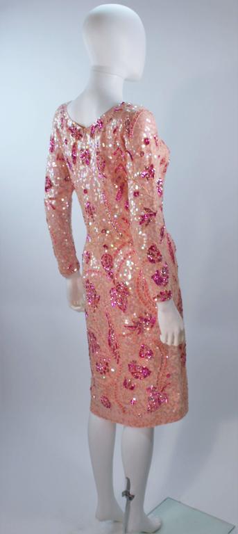 GENE SHELLY Pink Stretch Knit Beaded Wool Cocktail Dress Size 8-10 For Sale 2