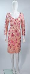 GENE SHELLY Pink Stretch Knit Beaded Wool Cocktail Dress Size 8-10
