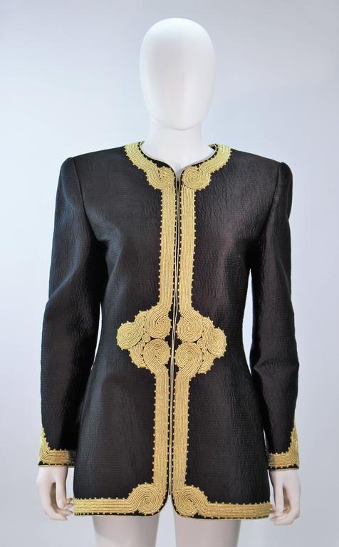 MARY MCFADDEN Black Silk Skirt Suit with Gold Embroidery Size 8 at 1stdibs